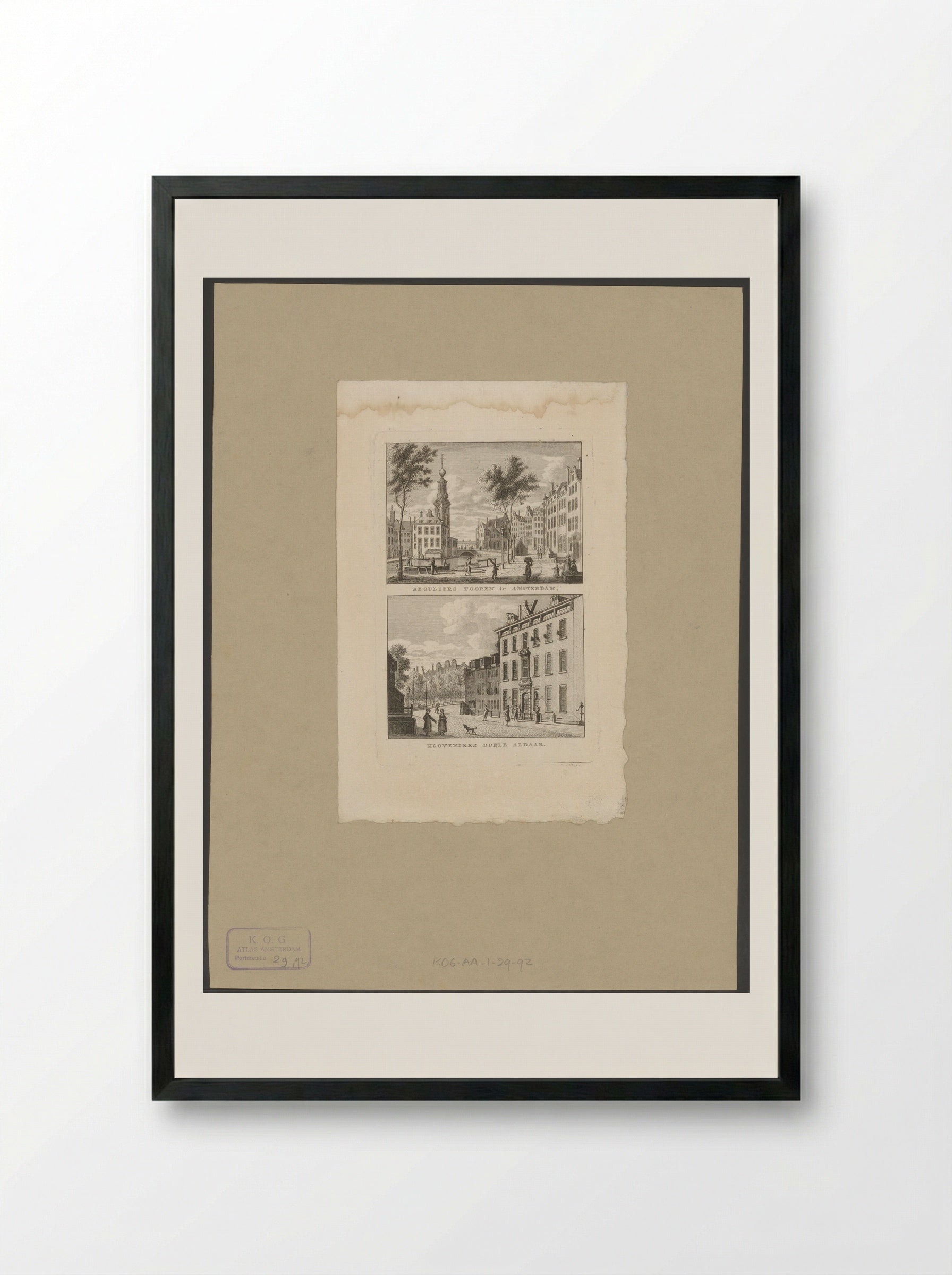 Gezicht op de Munttoren en Kloveniersdoelen te Amsterdam - Carel Frederik Bendorp (I) - Framed Print Black