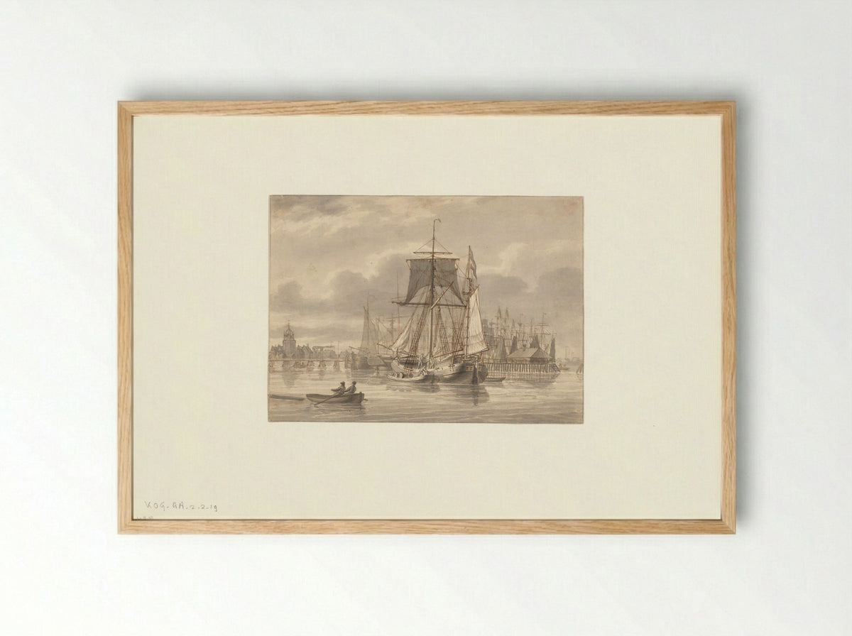 Gezicht op de Nieuwe Stadsherberg vanaf het IJ - Hendrik Vettewinkel - Framed Print Wood