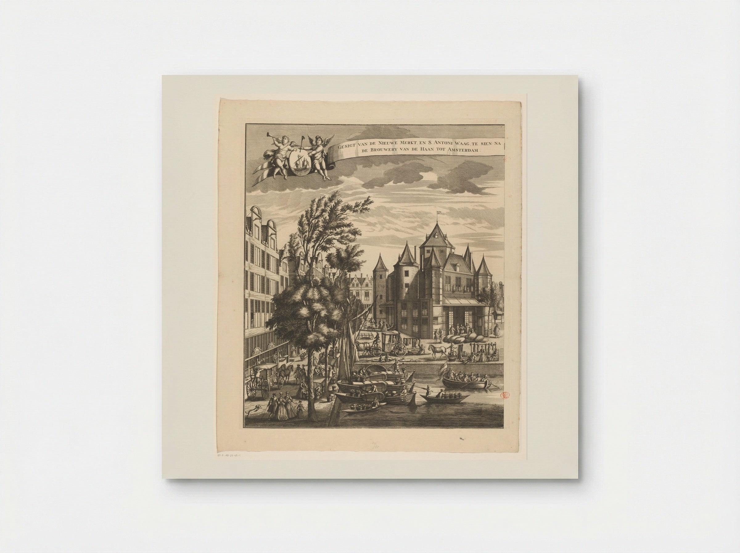 Gezicht op de Nieuwmarkt te Amsterdam (linkerdeel) - Leonard Schenk - Poster
