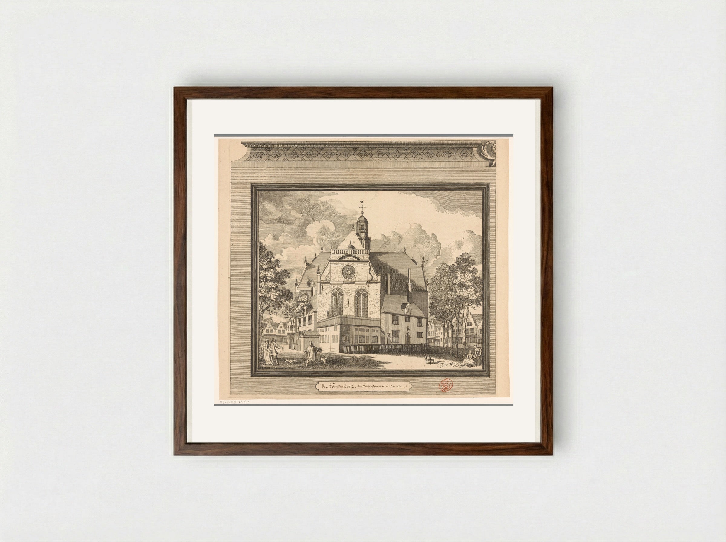 Gezicht op de Noorderkerk te Amsterdam - Pieter van den Berge - Framed Print Dark Wood