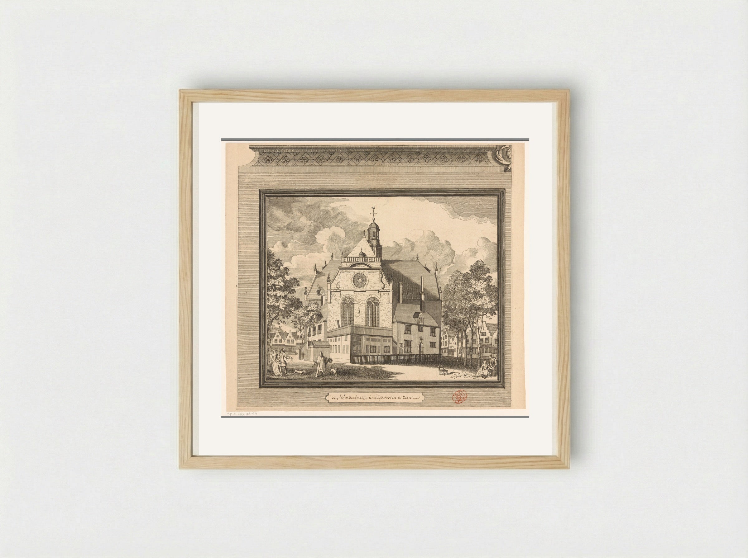 Gezicht op de Noorderkerk te Amsterdam - Pieter van den Berge - Framed Print Wood