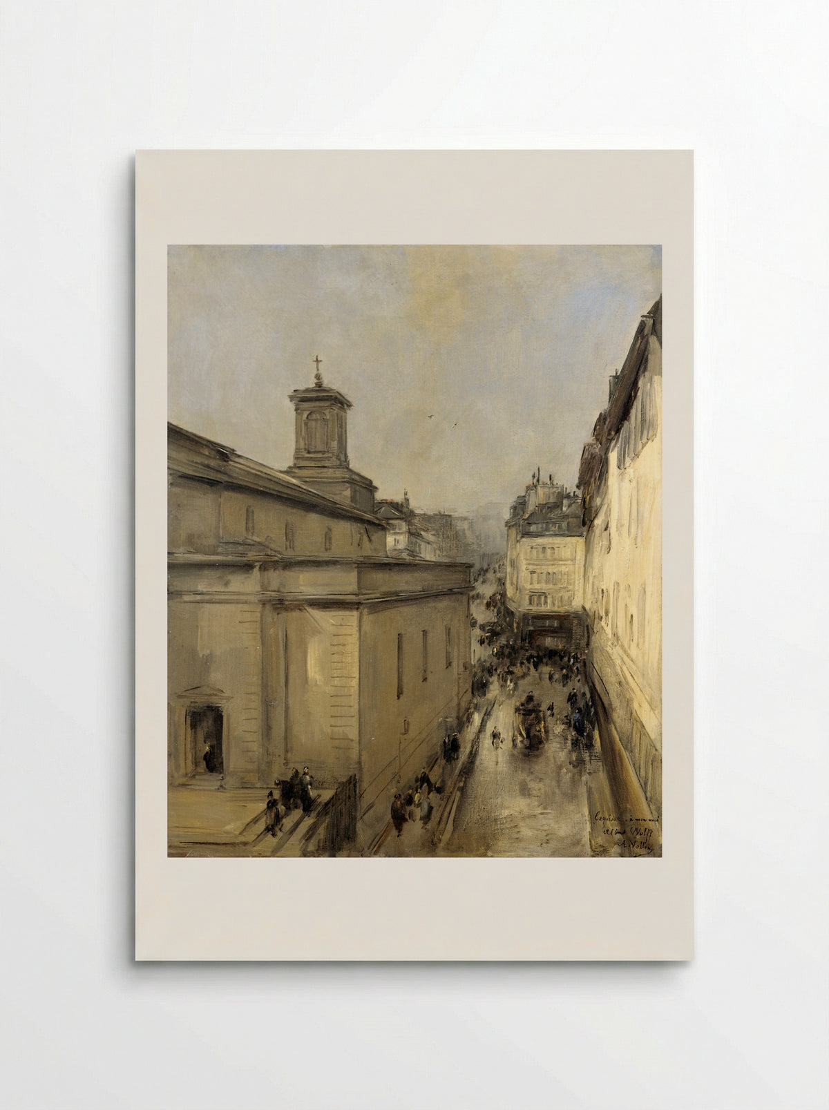 Gezicht op de Notre Dame de Lorette en de Rue Fléchier te Parijs - Antoine Vollon - Poster