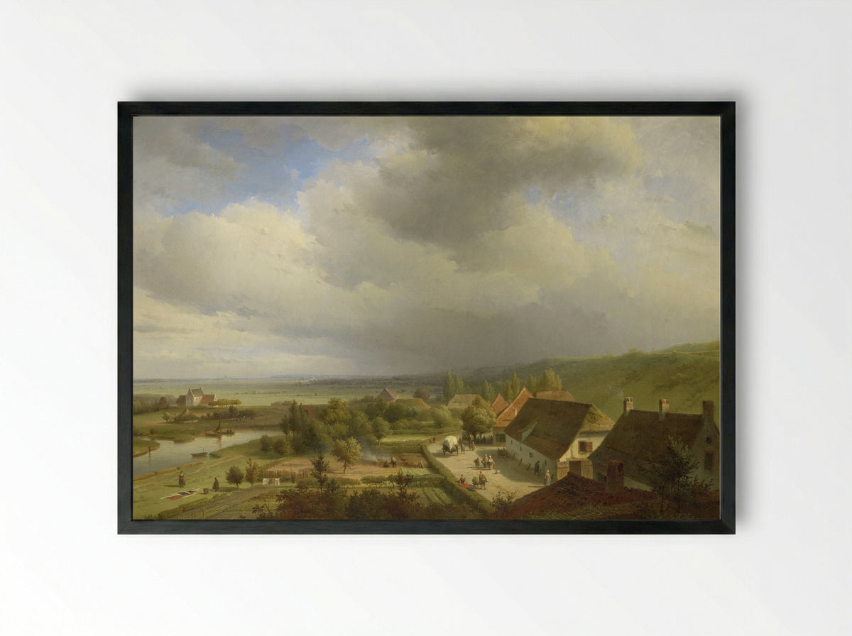 Gezicht op de Ooijpolder, gezien vanaf de Belvédère te Nijmegen - Abraham Johannes Couwenberg - Framed Print Black
