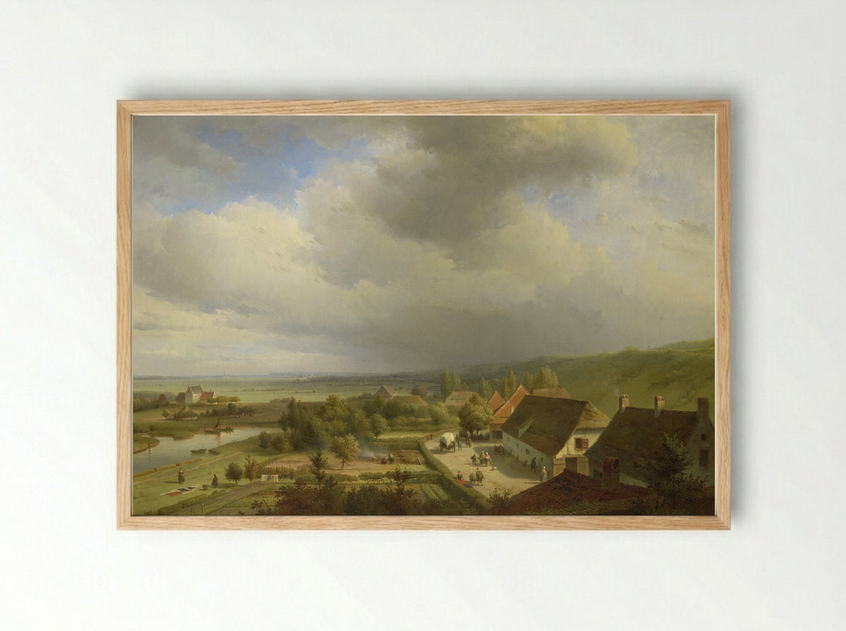 Gezicht op de Ooijpolder, gezien vanaf de Belvédère te Nijmegen - Abraham Johannes Couwenberg - Framed Print Wood