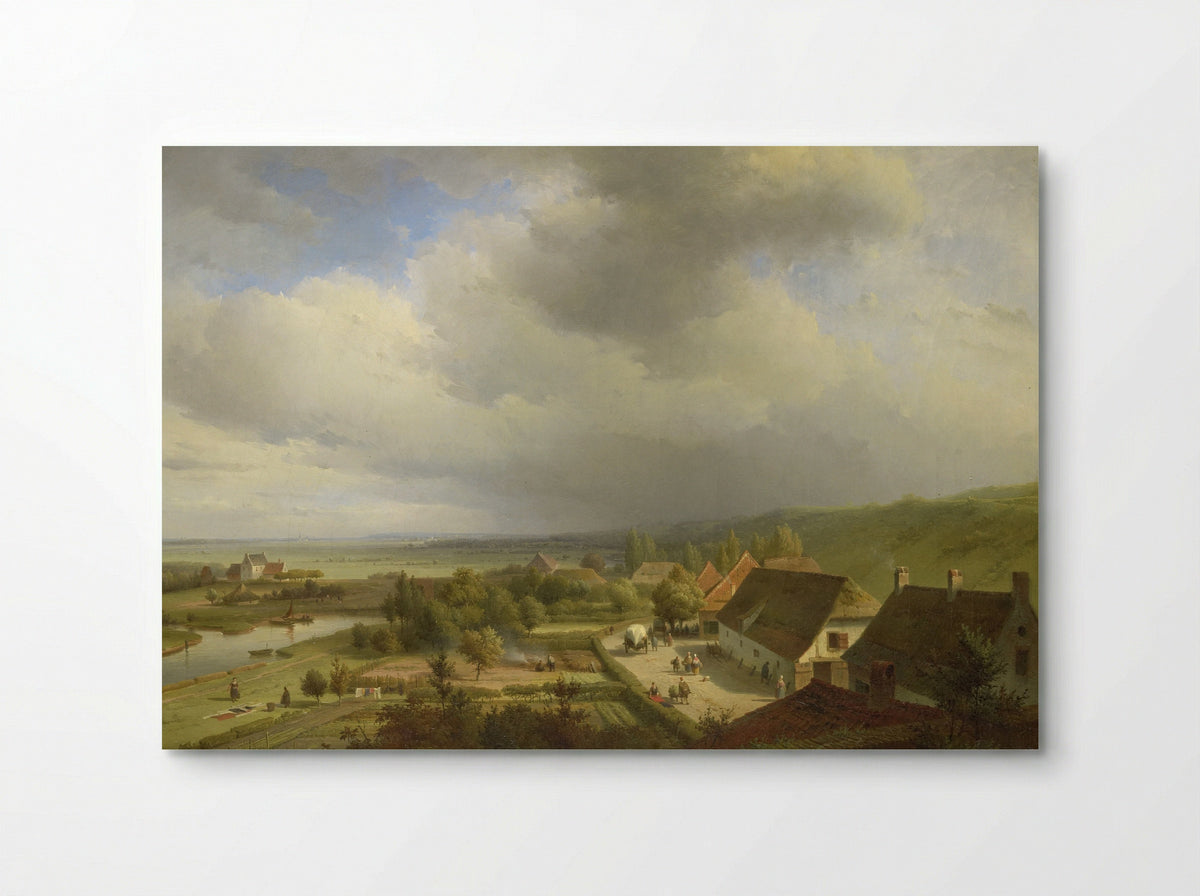 Gezicht op de Ooijpolder, gezien vanaf de Belvédère te Nijmegen - Abraham Johannes Couwenberg - Poster