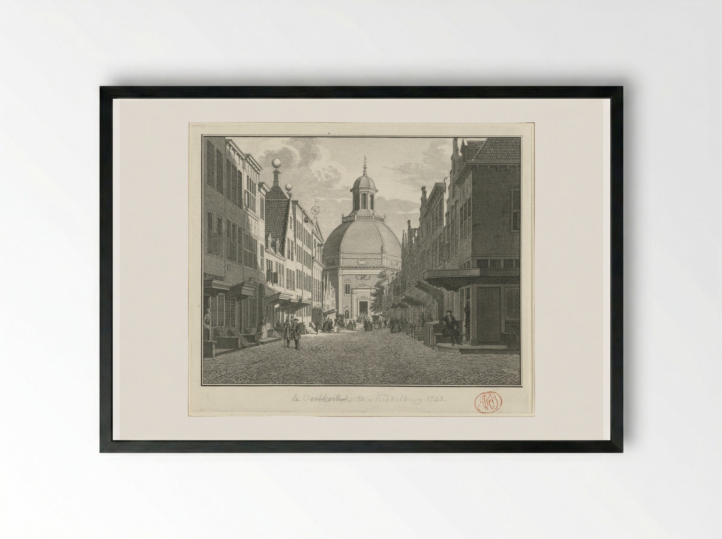 Gezicht op de Oostkerk te Middelburg - Jan Caspar Philips - Framed Print Black