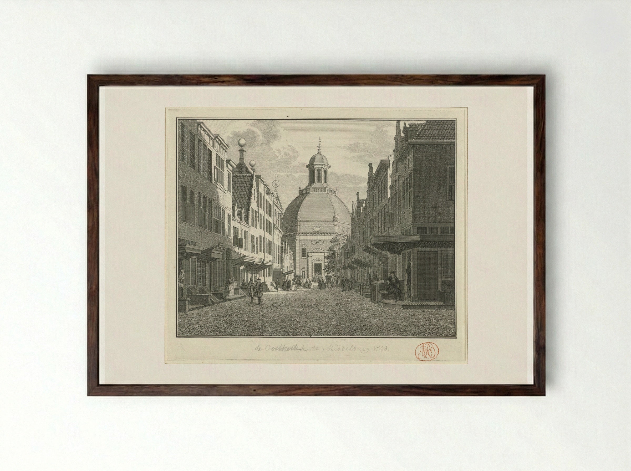 Gezicht op de Oostkerk te Middelburg - Jan Caspar Philips - Framed Print Dark Wood