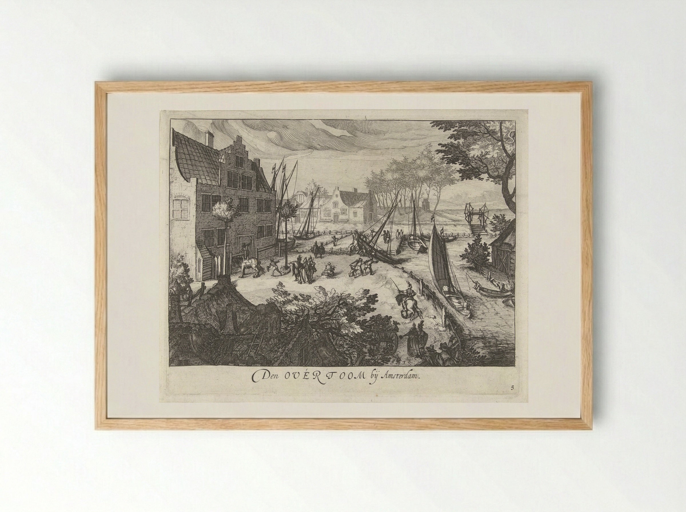 Gezicht op de Overtoom bij Amsterdam - Simon Frisius - Framed Print Wood