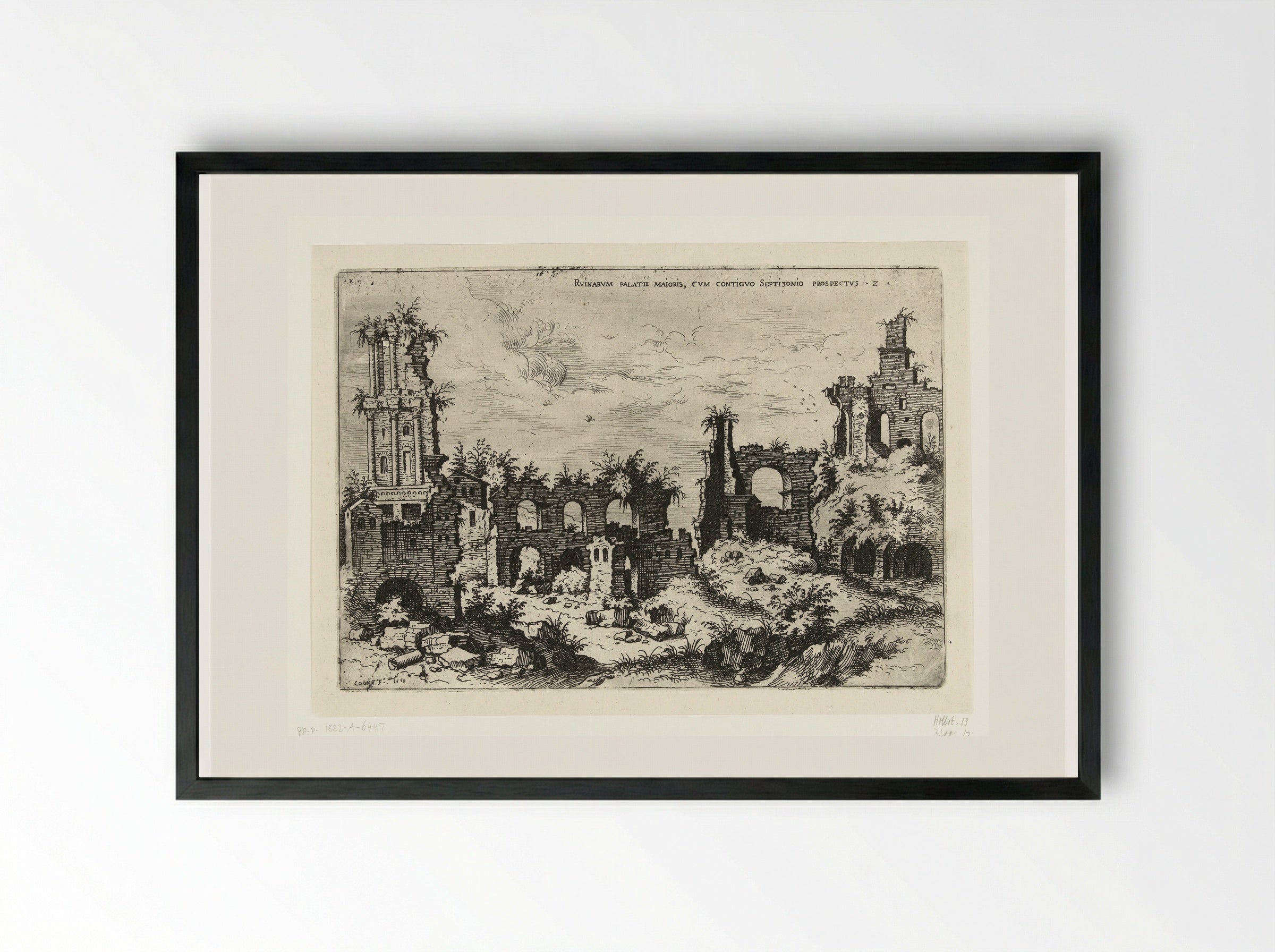 Gezicht op de Palatijn met het Septizonium - Hieronymus Cock - Framed Print Black