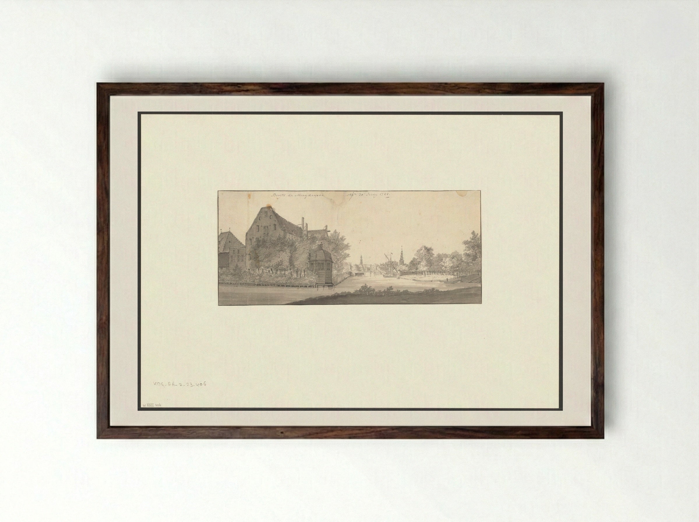Gezicht op de Plantage Muidergracht - Jan de Beijer - Framed Print Dark Wood