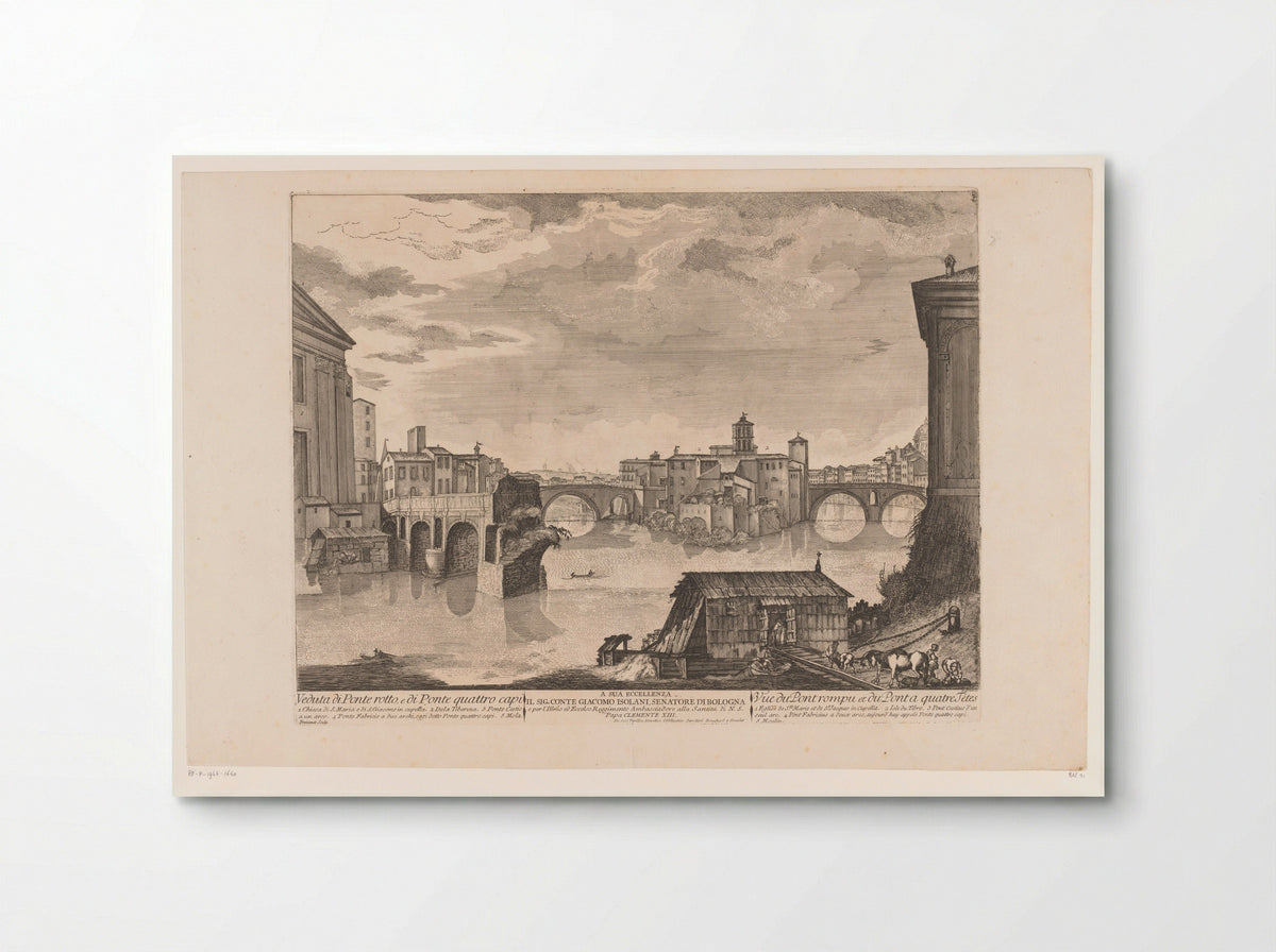 Gezicht op de Ponte Rotto en de Pons Fabricius - Bouchard & J.J. Gravier - Poster