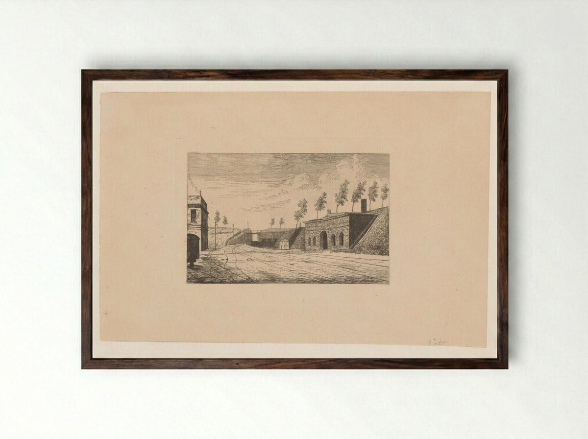 Gezicht op de Porte du Rivage - Léon Dolez - Framed Print Dark Wood
