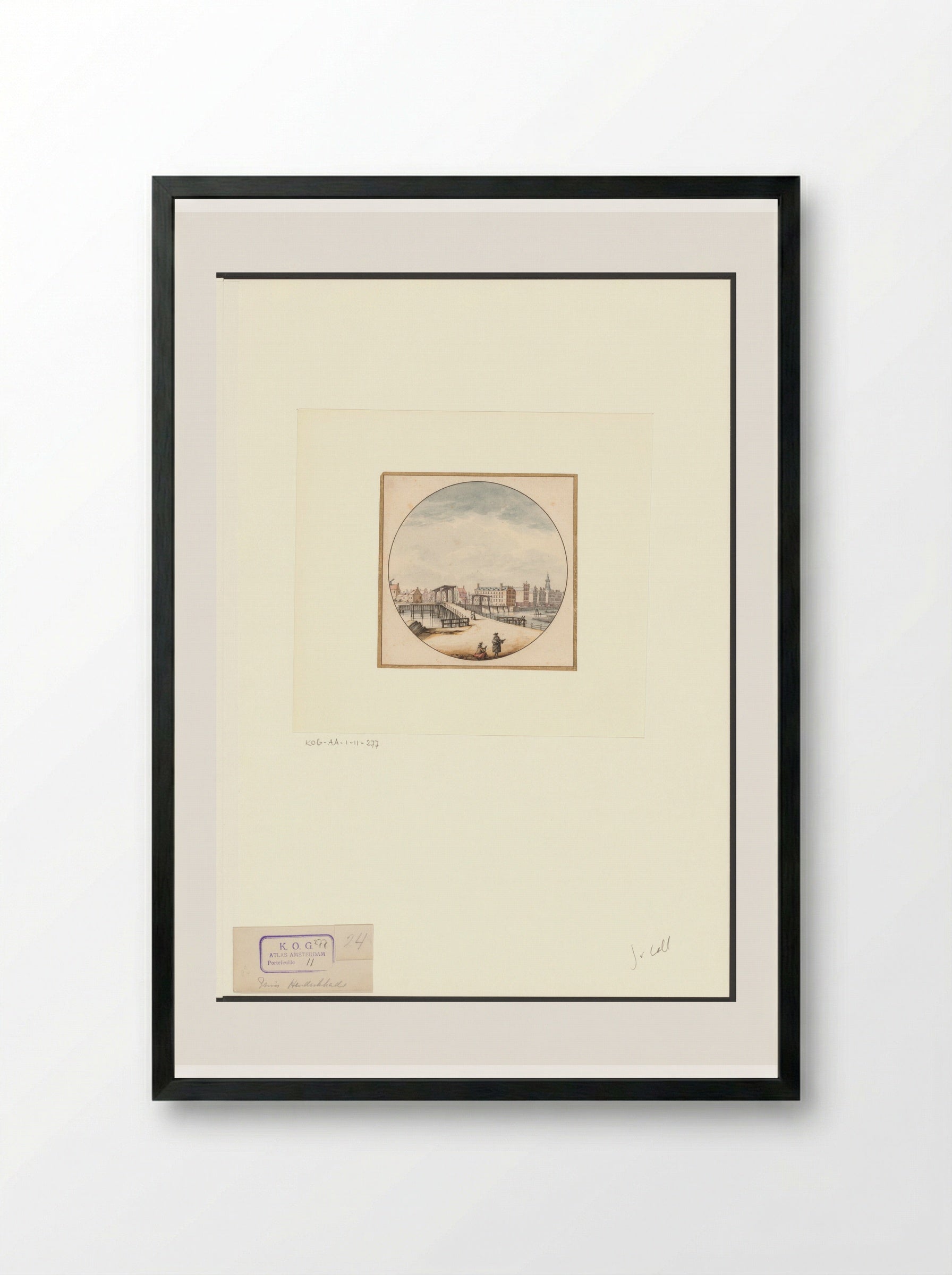 Gezicht op de Prins Hendrikkade en de Kattenburgerbrug - Jan van Call (I) - Framed Print Black