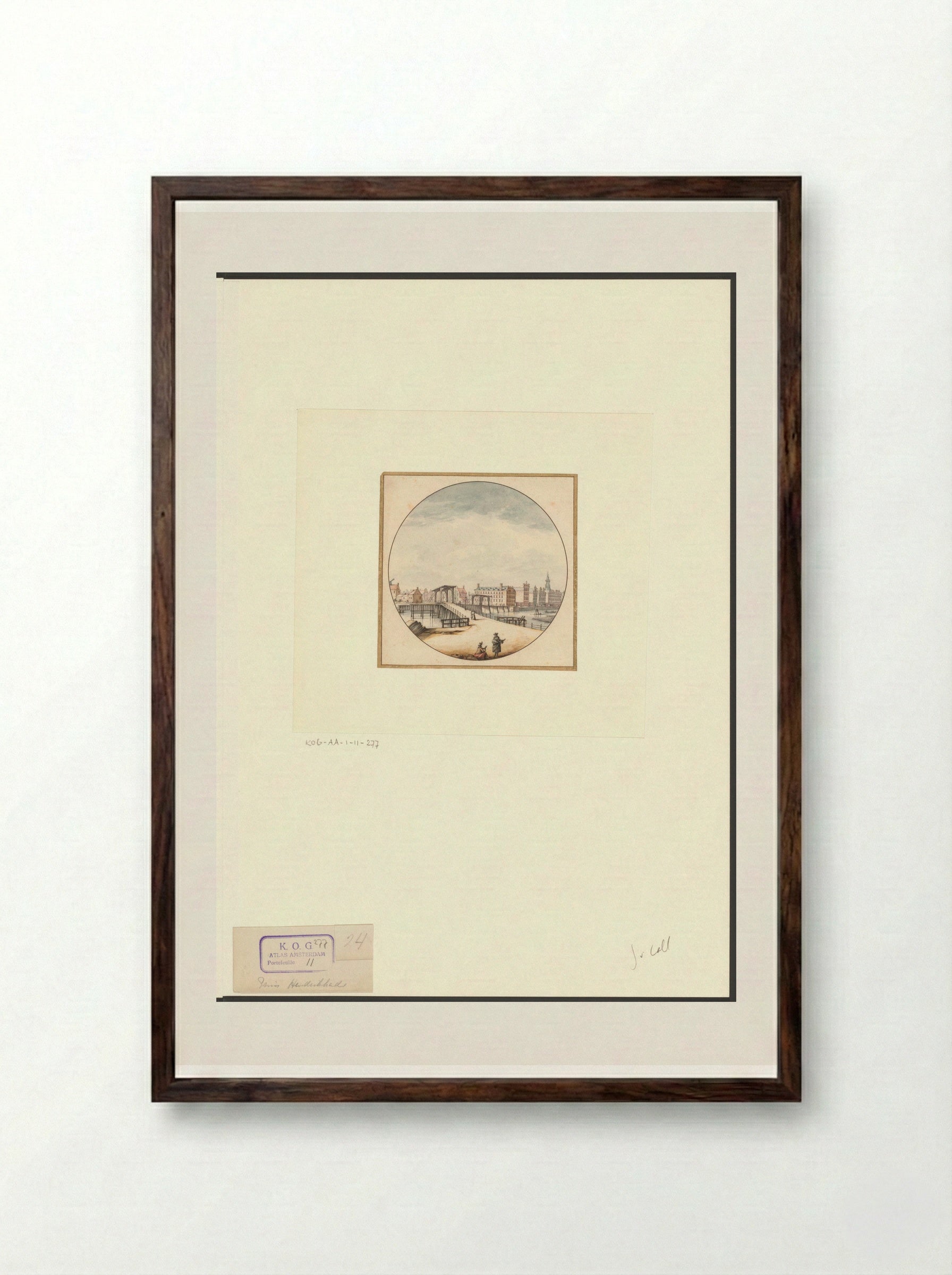 Gezicht op de Prins Hendrikkade en de Kattenburgerbrug - Jan van Call (I) - Framed Print Dark Wood
