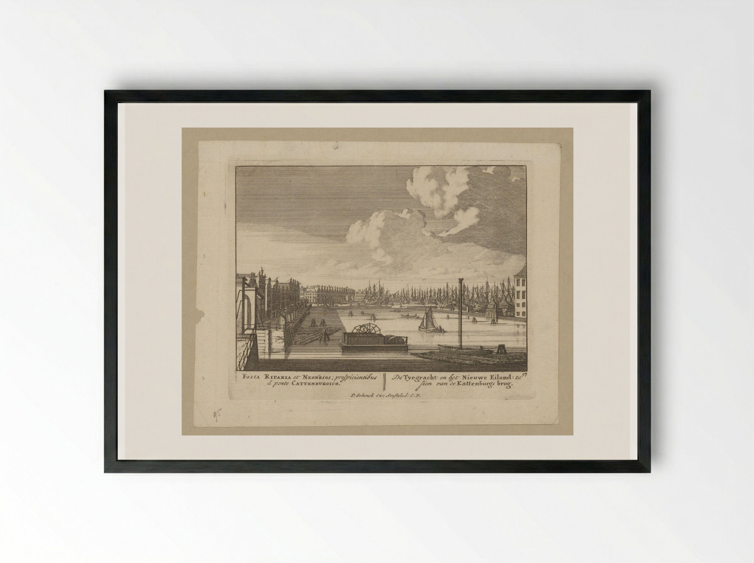 Gezicht op de Prins Hendrikkade - Jan van Call (I) - Framed Print Black
