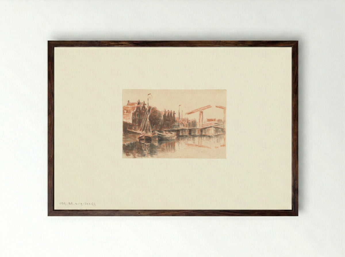 Gezicht op de Prinseneilandsgracht - Anthonie van Teijn - Framed Print Dark Wood