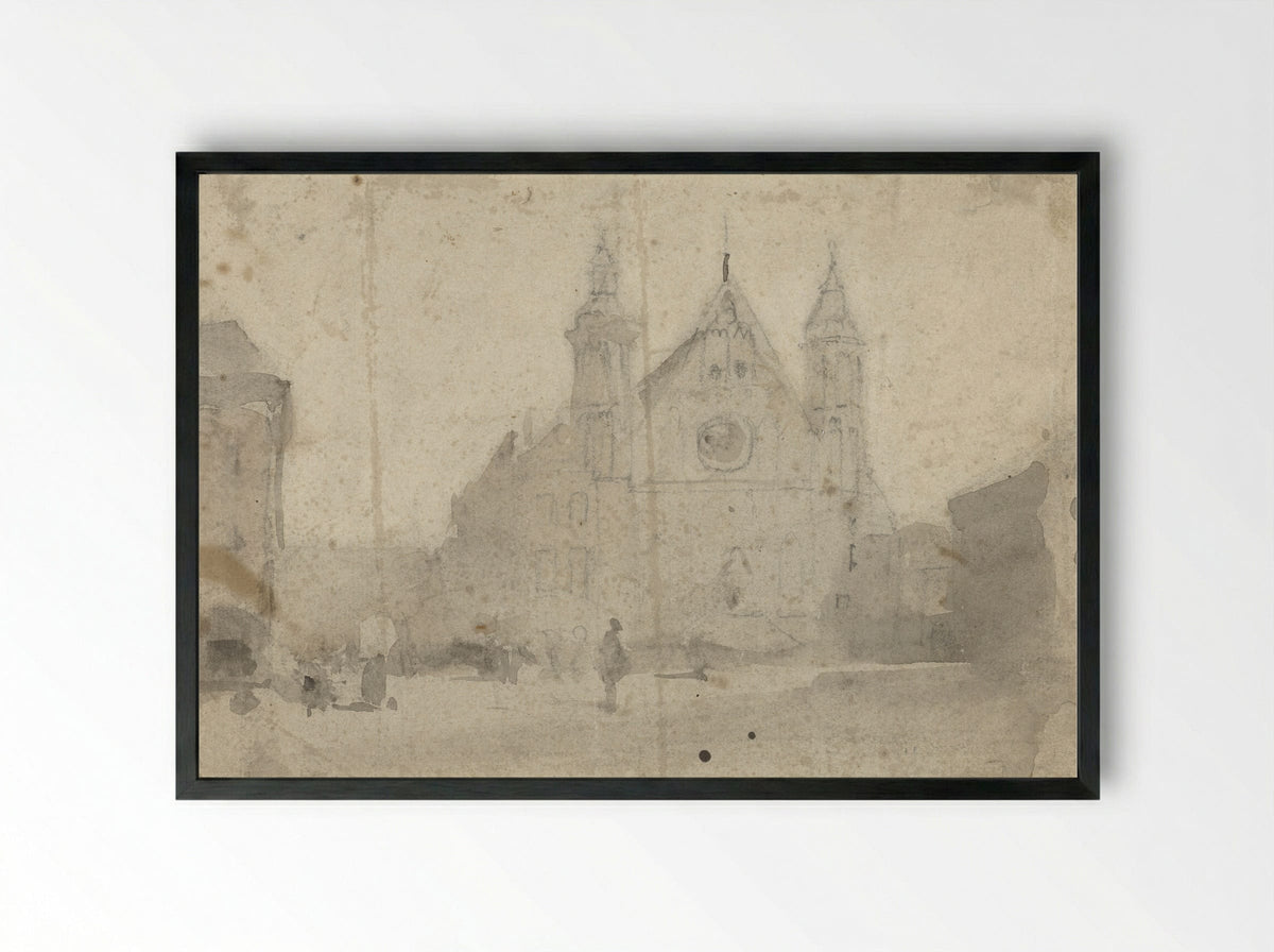Gezicht op de Ridderzaal aan het Binnenhof - Johannes Bosboom - Framed Print Black