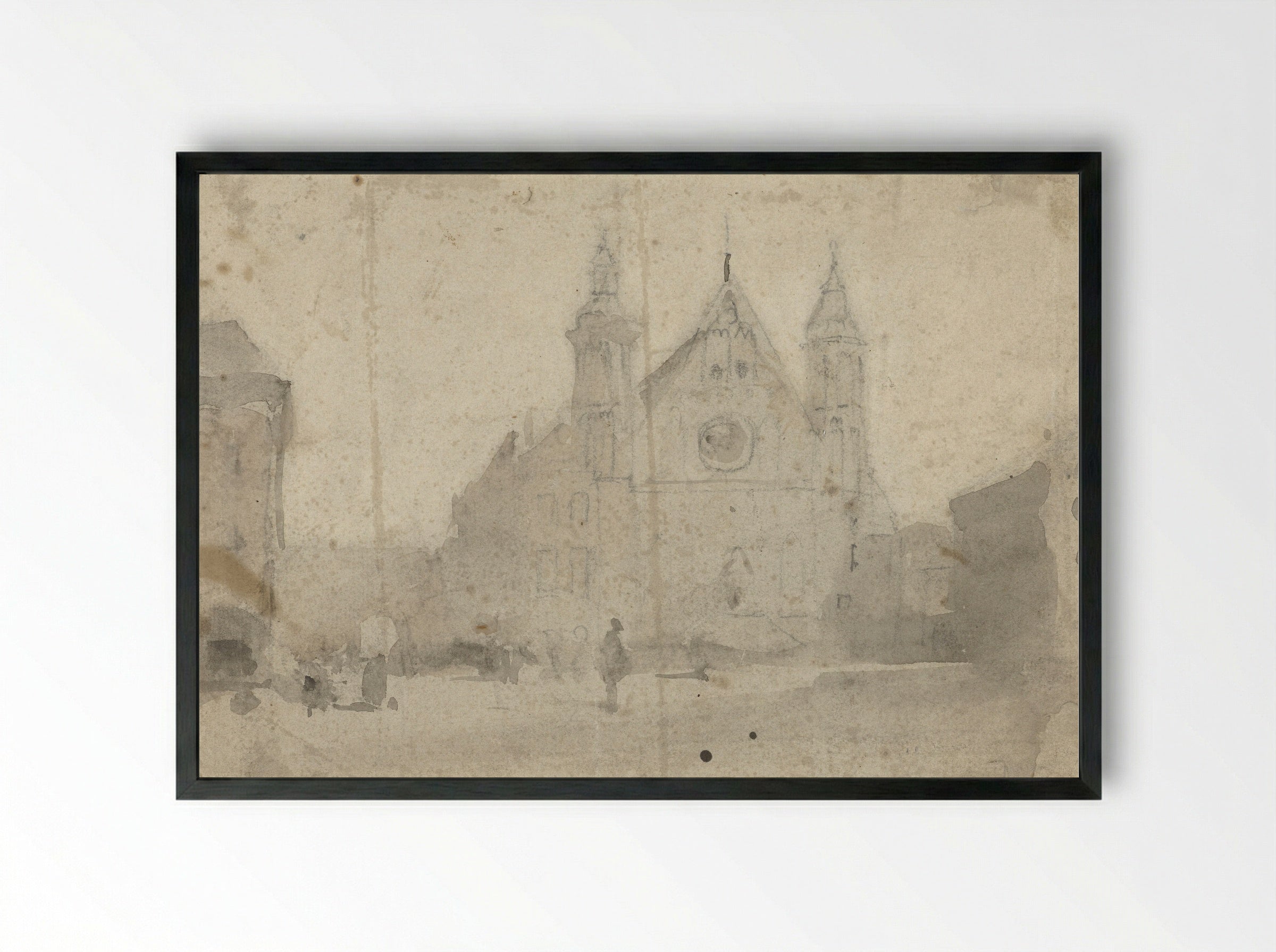 Gezicht op de Ridderzaal aan het Binnenhof - Johannes Bosboom - Framed Print Black
