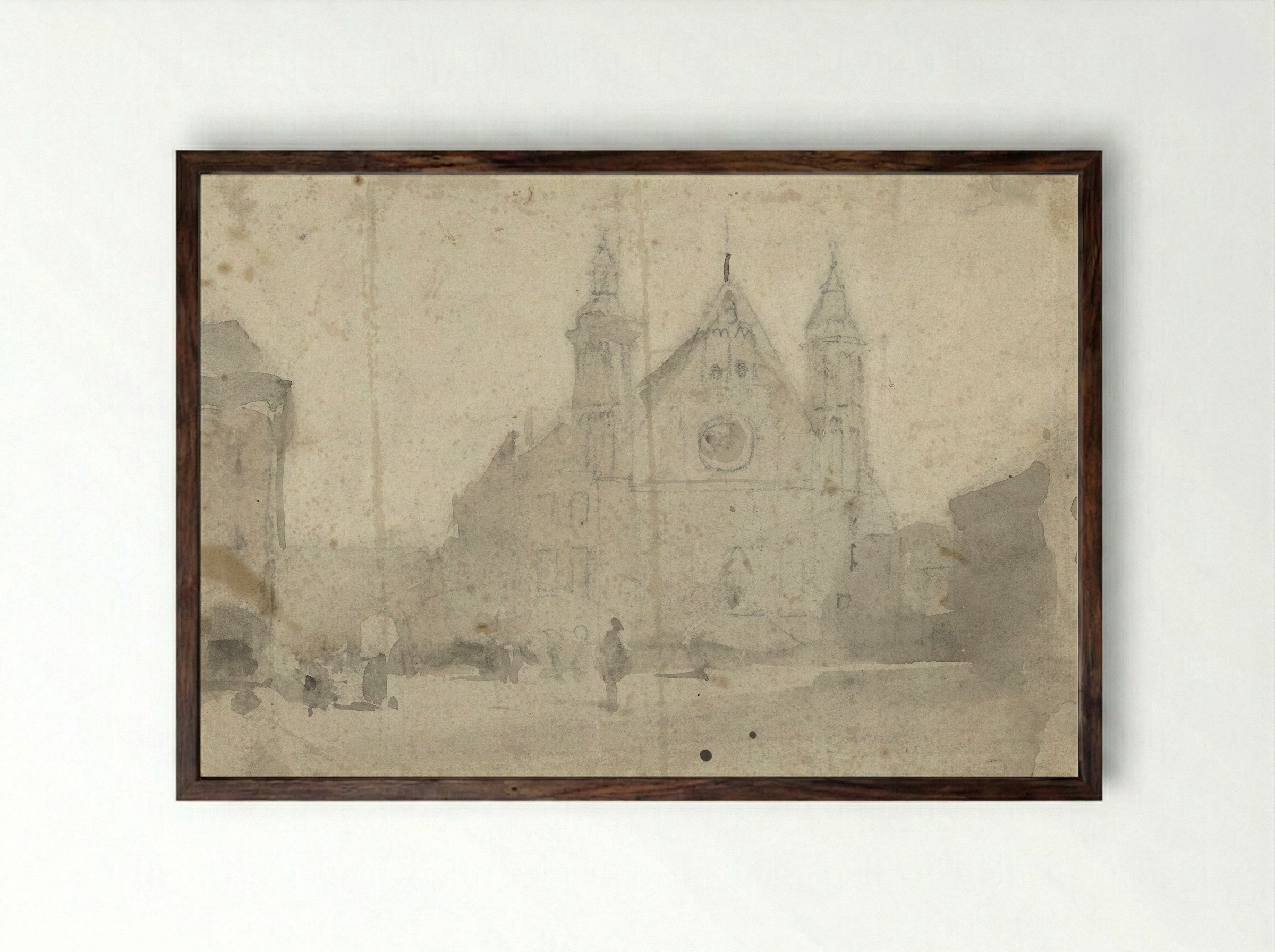 Gezicht op de Ridderzaal aan het Binnenhof - Johannes Bosboom - Framed Print Dark Wood