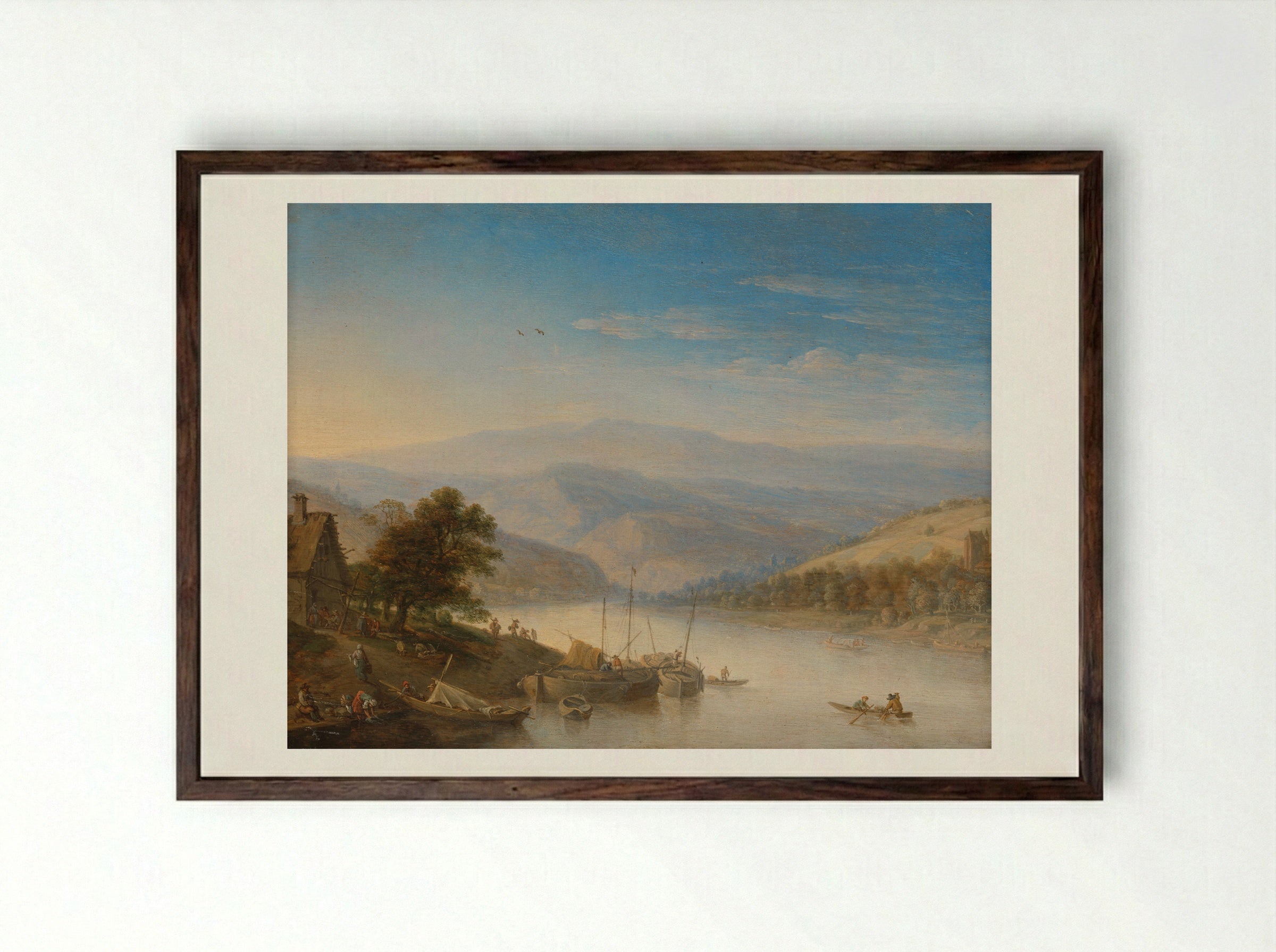 Gezicht op de Rijn bij Andernach - Herman Saftleven - Framed Print Dark Wood