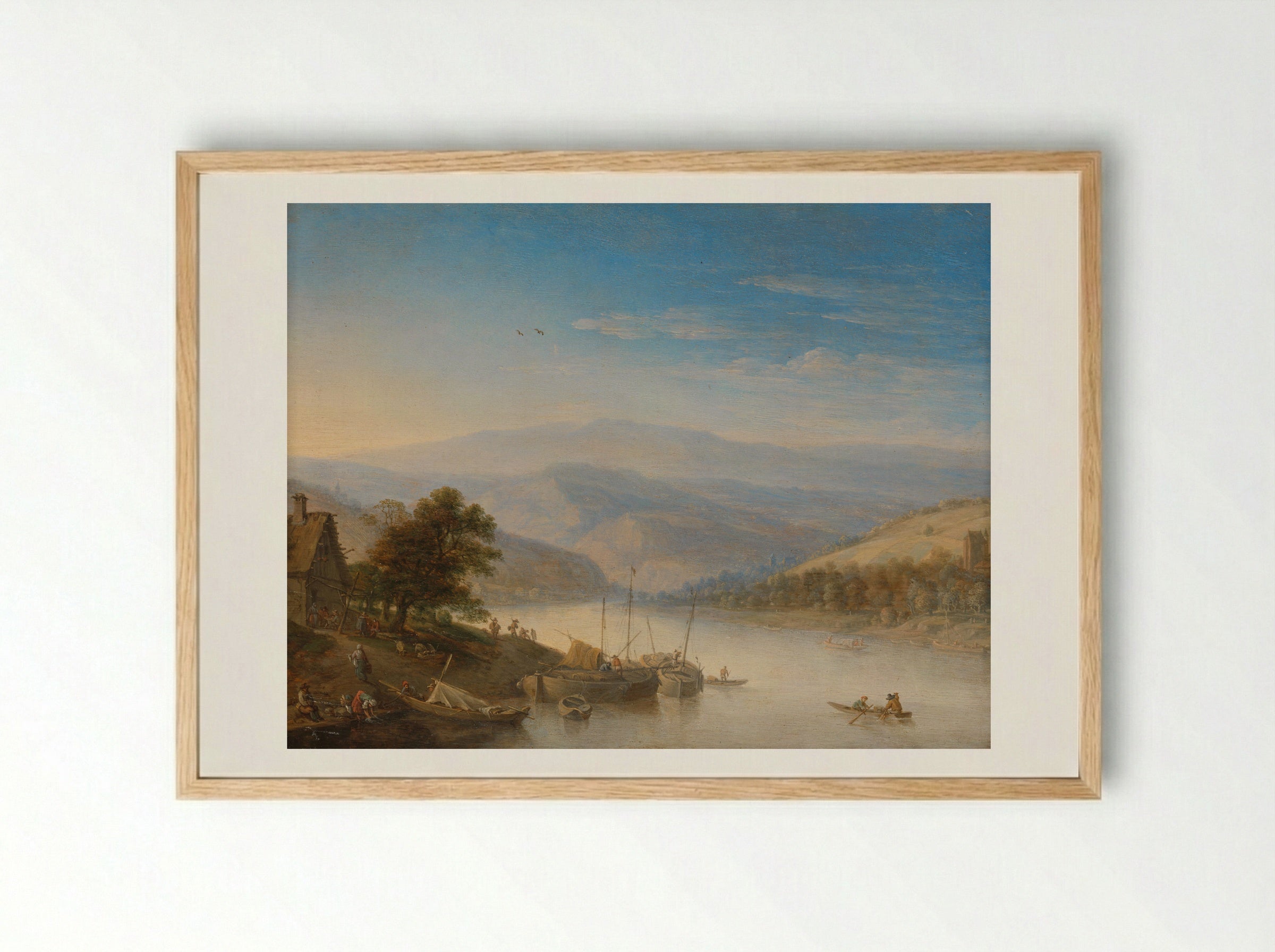 Gezicht op de Rijn bij Andernach - Herman Saftleven - Framed Print Wood
