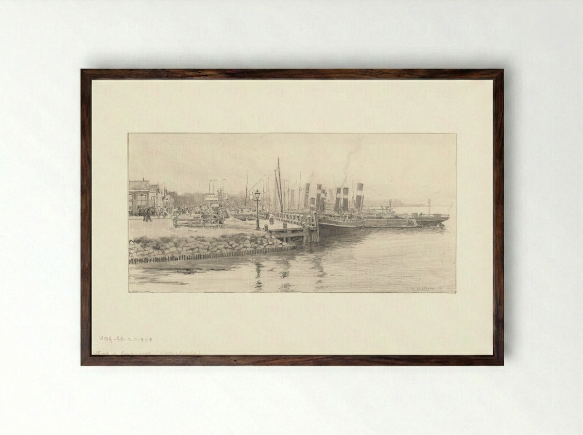 Gezicht op de Ruijterkade - A. Goedkoop - Framed Print Dark Wood