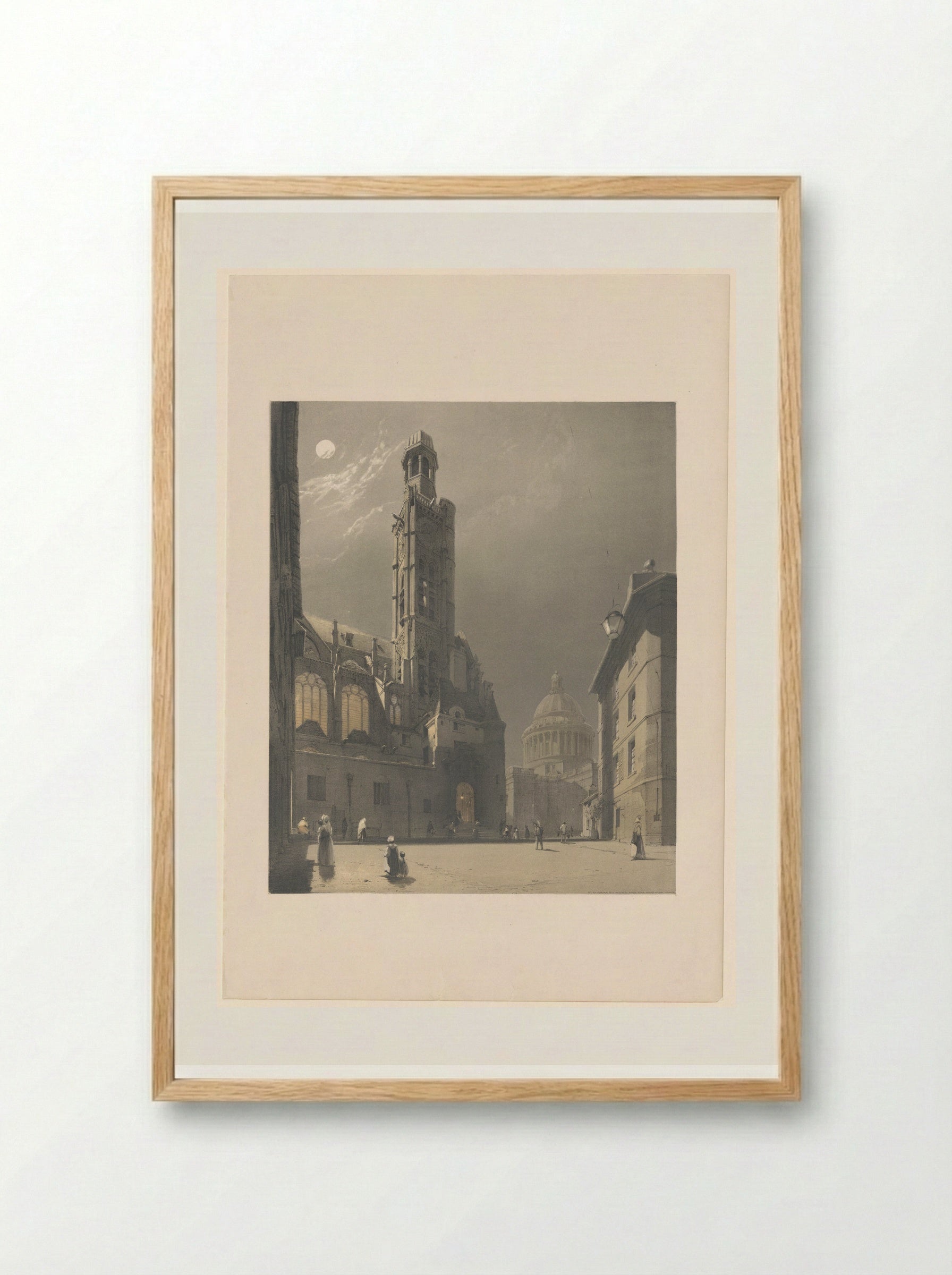 Gezicht op de Saint-Etienne-du-Mont en het Pantheon te Parijs - Thomas Shotter Boys - Framed Print Wood