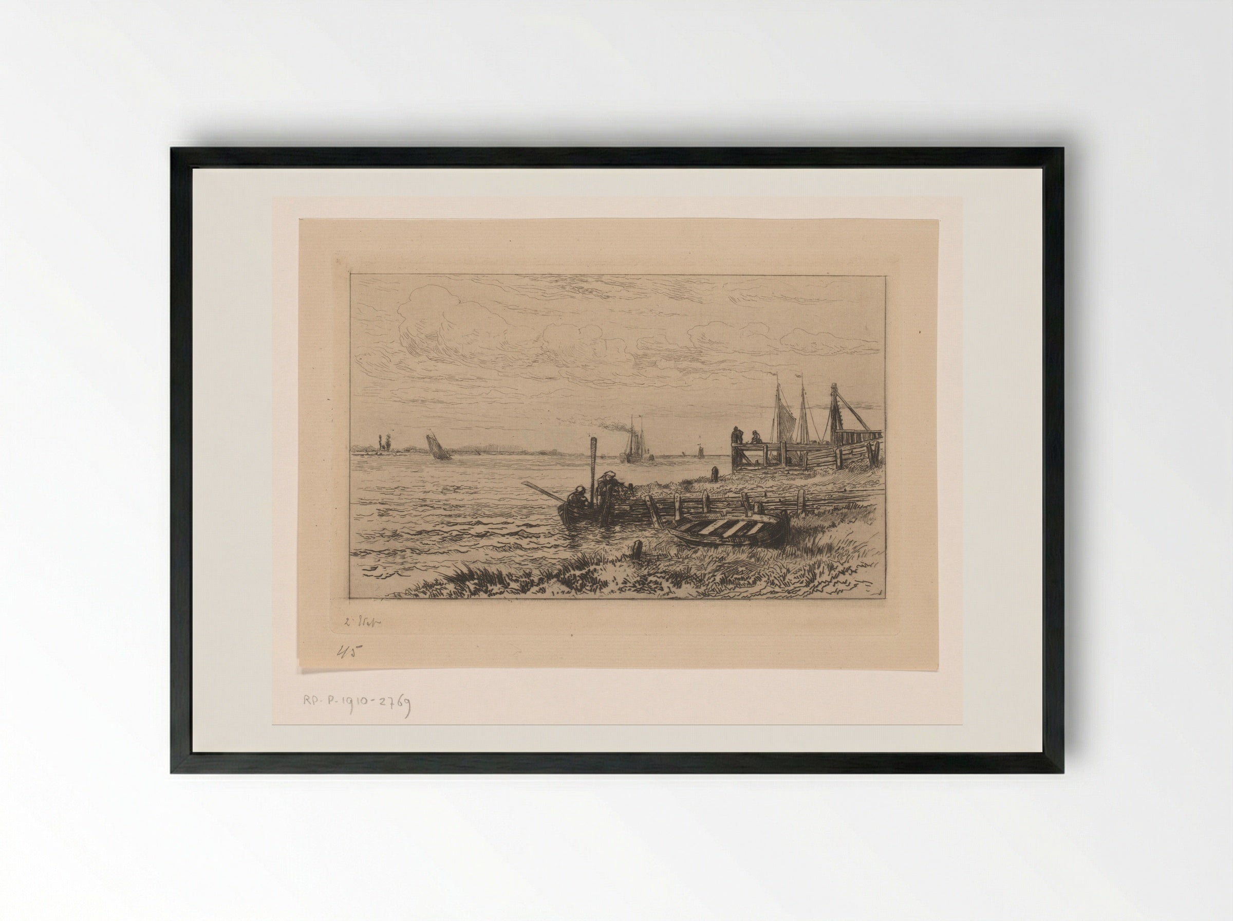 Gezicht op de Schelde bij Burcht - Carel Nicolaas Storm van 's-Gravesande - Framed Print Black