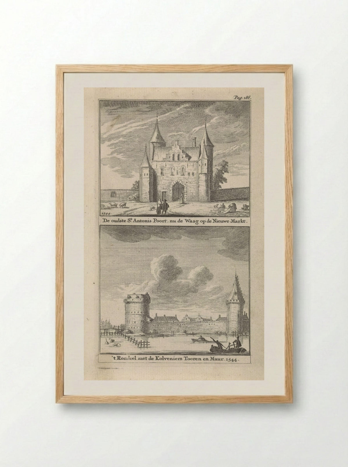 Gezicht op de Sint-Antoniespoort en het Rondeel te Amsterdam - Jan Goeree - Framed Print Wood