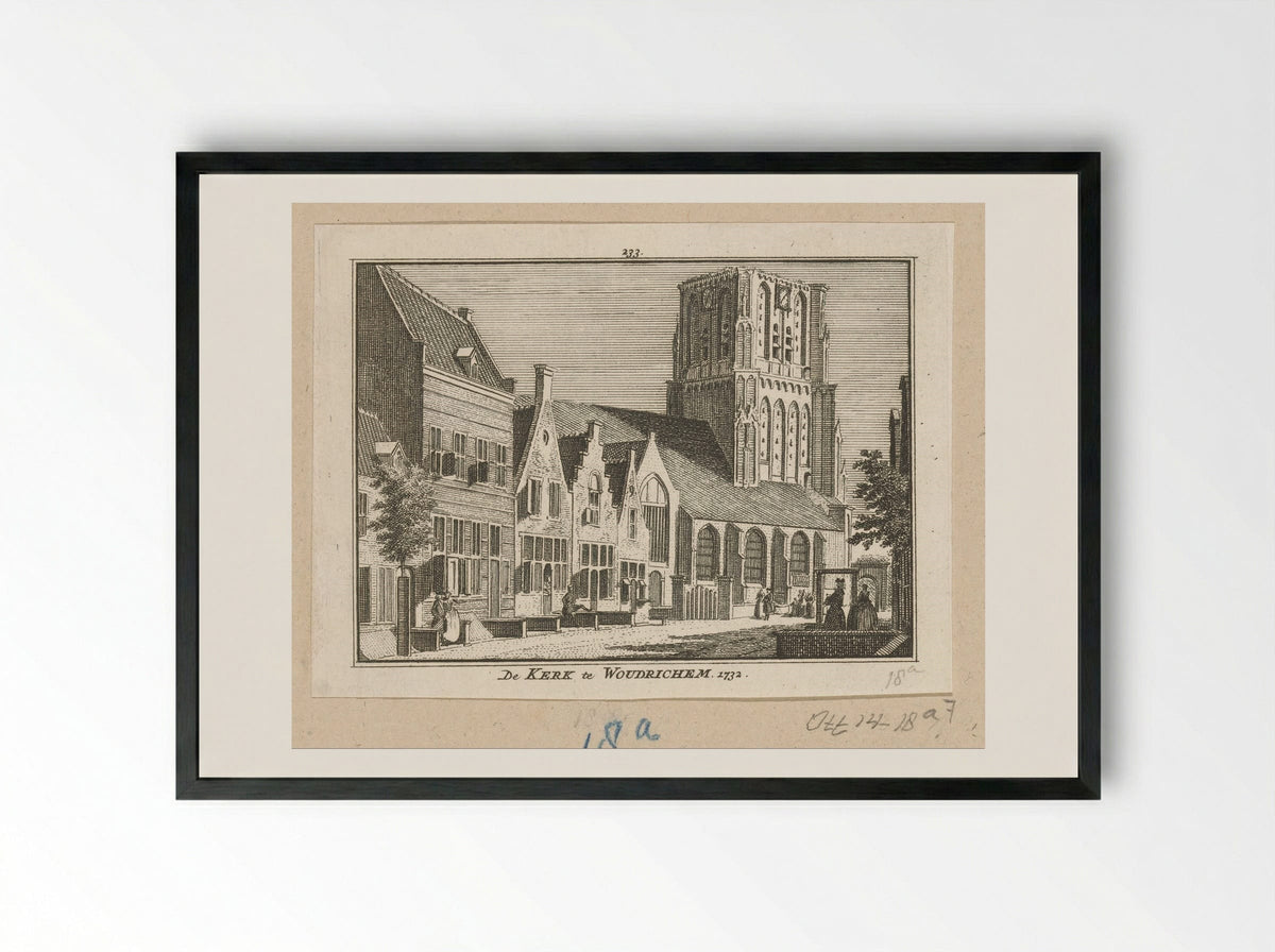 Gezicht op de Sint-Martinuskerk te Woudrichem - Hendrik Spilman - Framed Print Black
