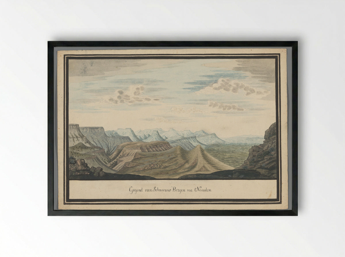 Gezicht op de Sneeuberge - Johannes Schumacher - Framed Print Black