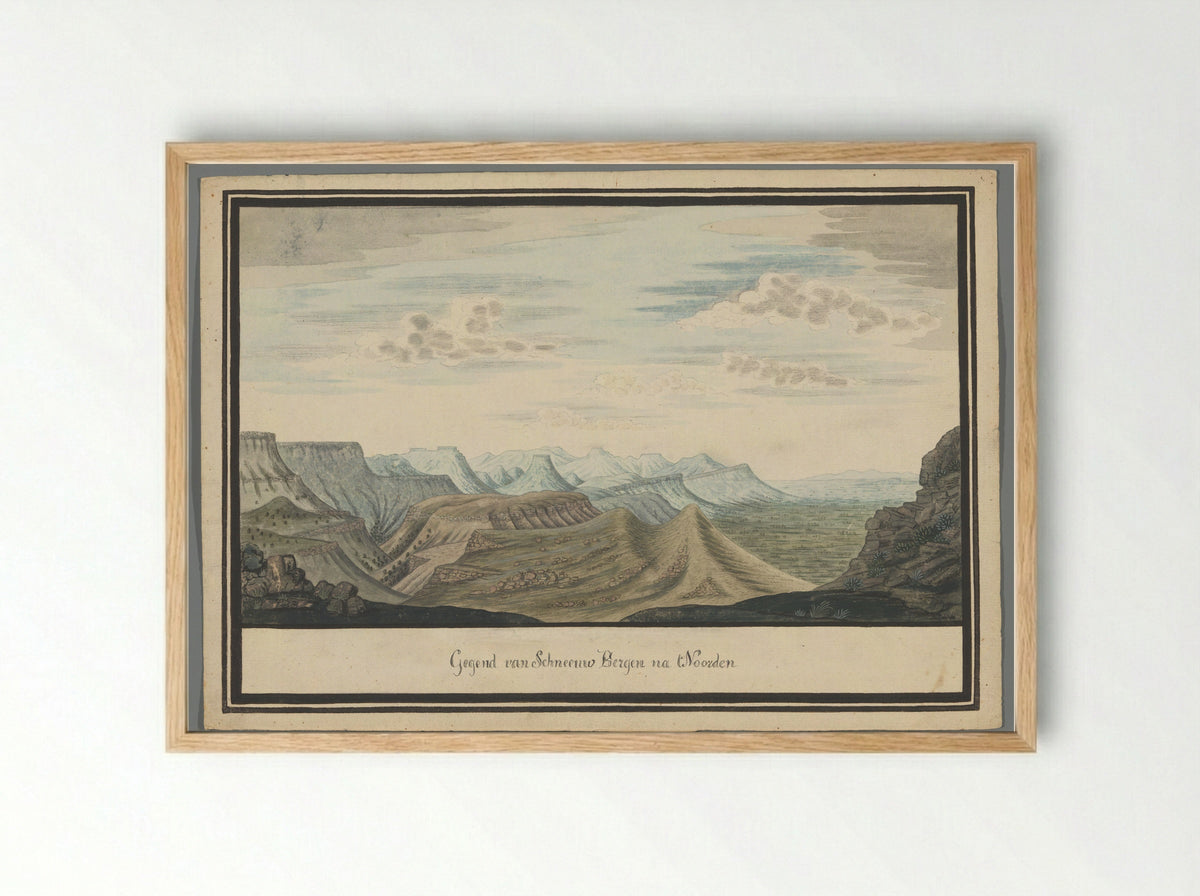 Gezicht op de Sneeuberge - Johannes Schumacher - Framed Print Wood