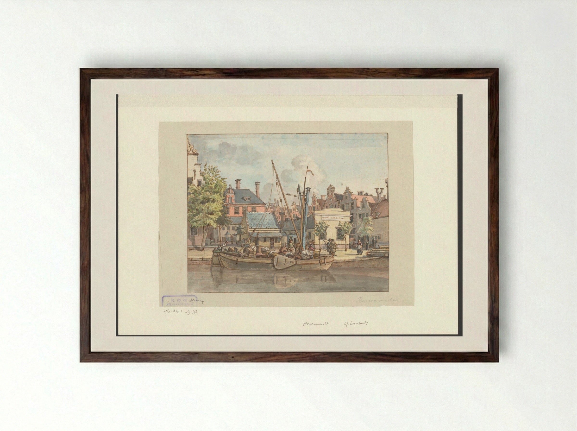 Gezicht op de Soeploods op de Herenmarkt - Gerrit Lamberts - Framed Print Dark Wood