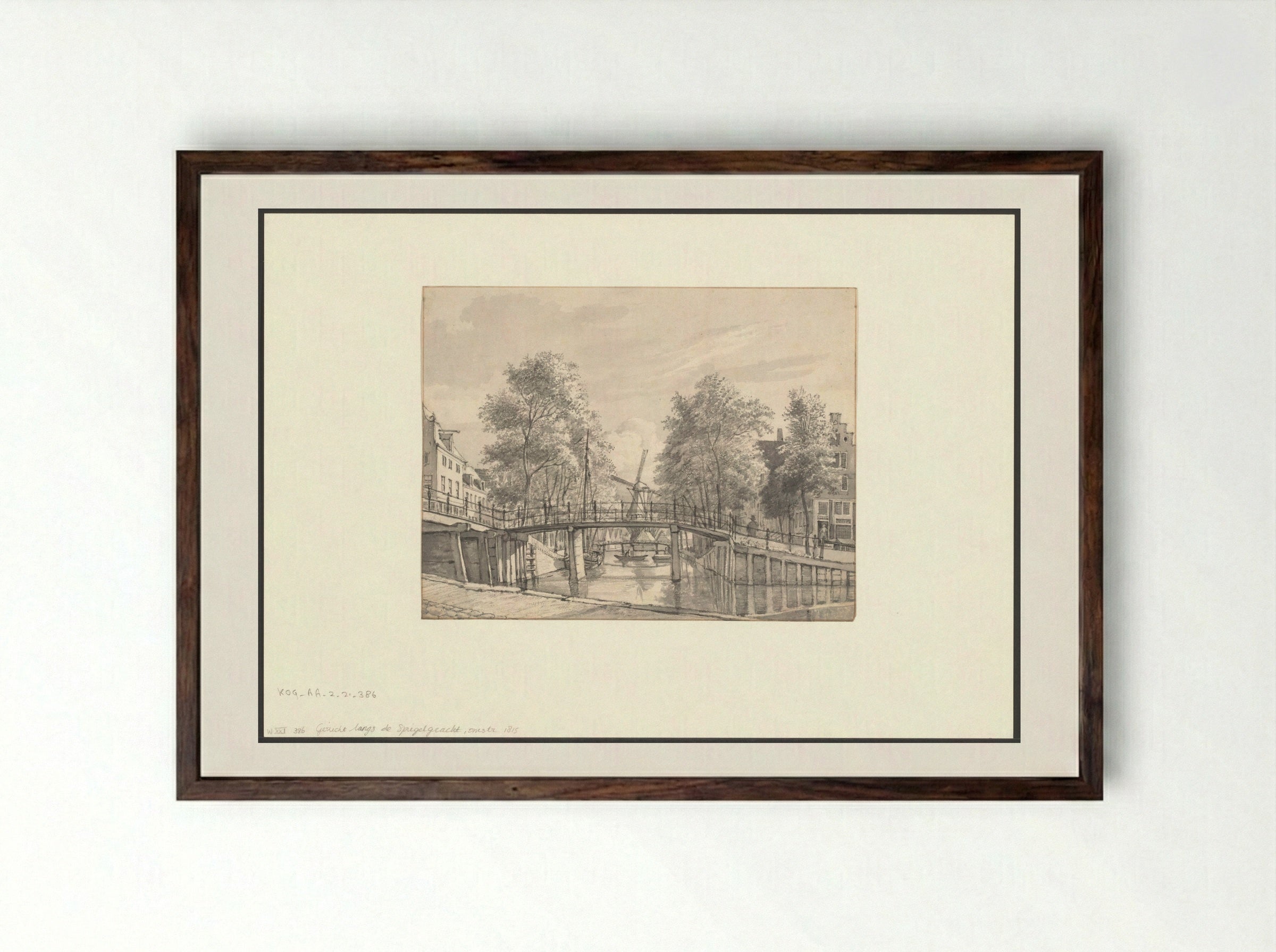 Gezicht op de Spiegelgracht - Gerrit Lamberts - Framed Print Dark Wood