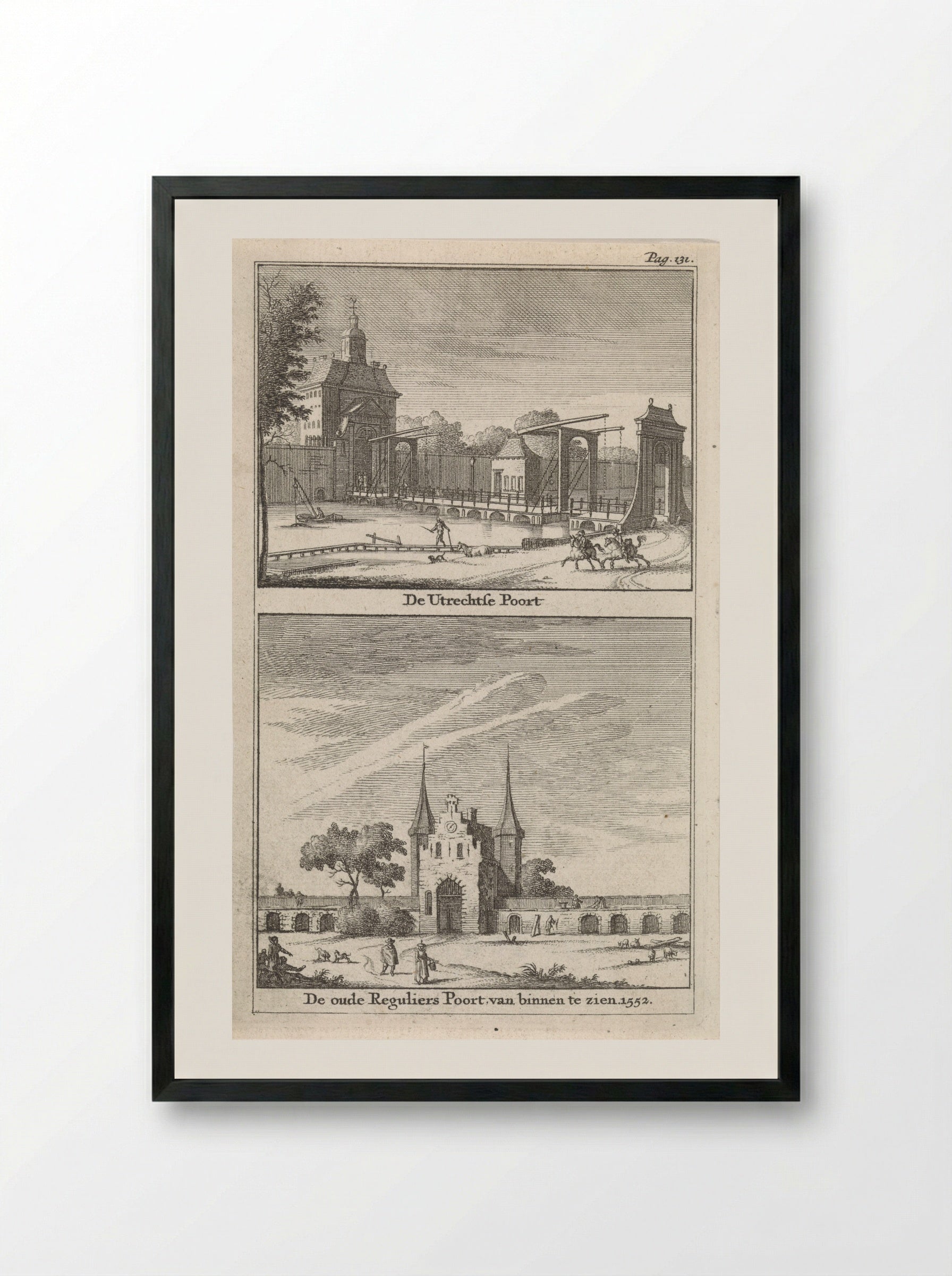 Gezicht op de Utrechtsepoort en Regulierspoort - Jan Goeree - Framed Print Black