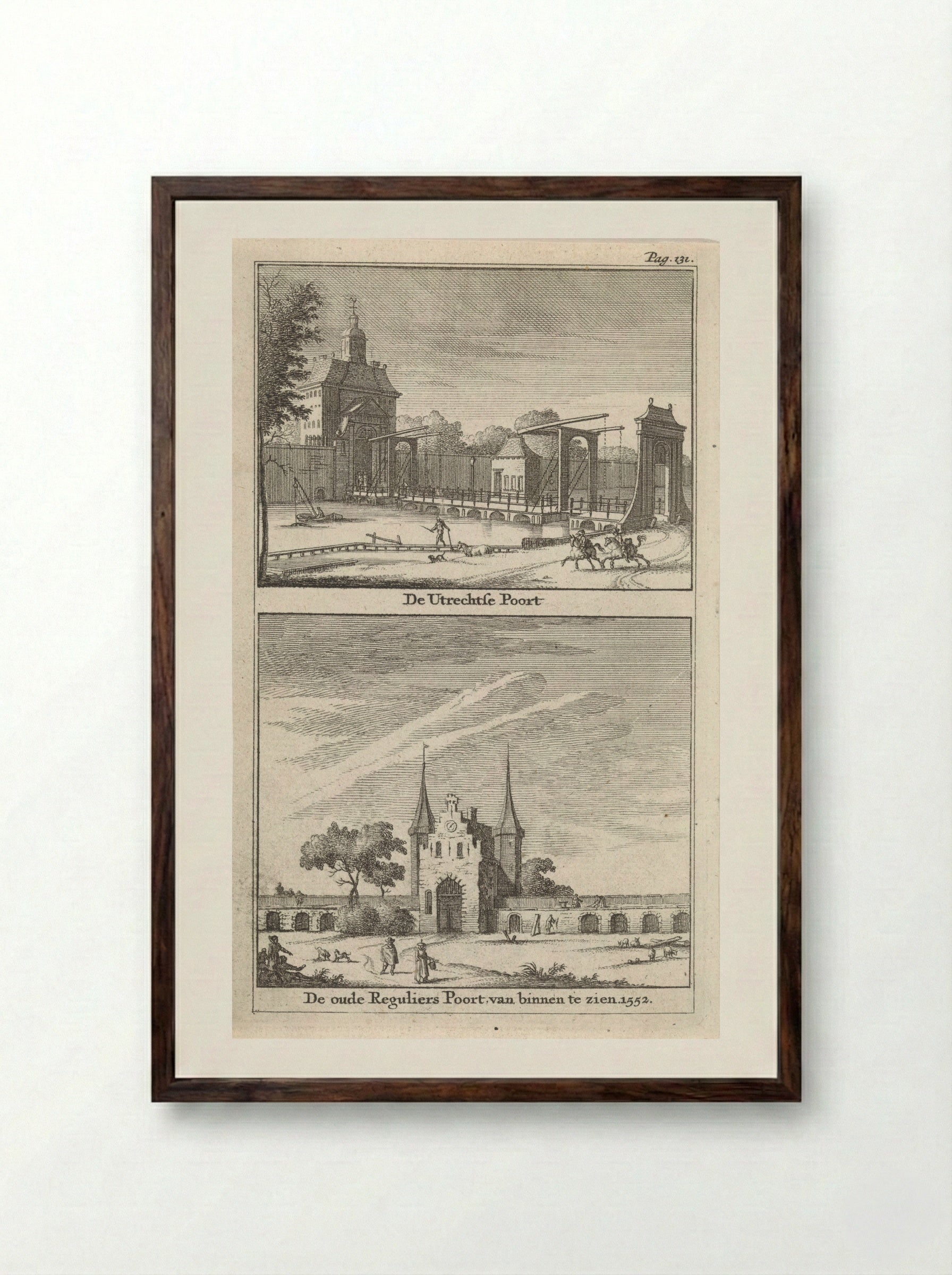 Gezicht op de Utrechtsepoort en Regulierspoort - Jan Goeree - Framed Print Dark Wood
