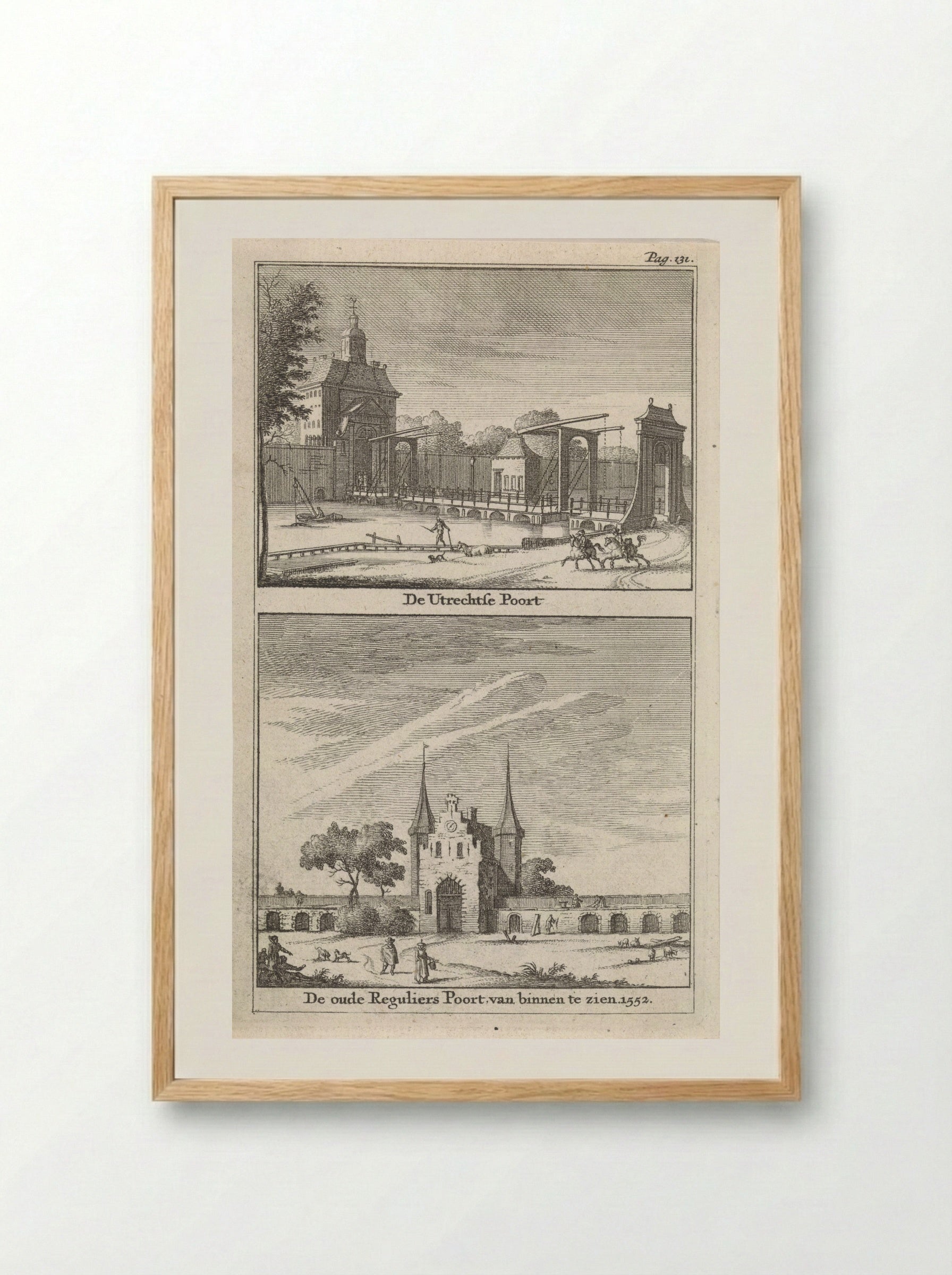Gezicht op de Utrechtsepoort en Regulierspoort - Jan Goeree - Framed Print Wood