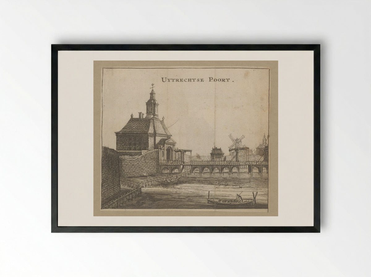 Gezicht op de Utrechtsepoort te Amsterdam - Jan Veenhuysen - Framed Print Black