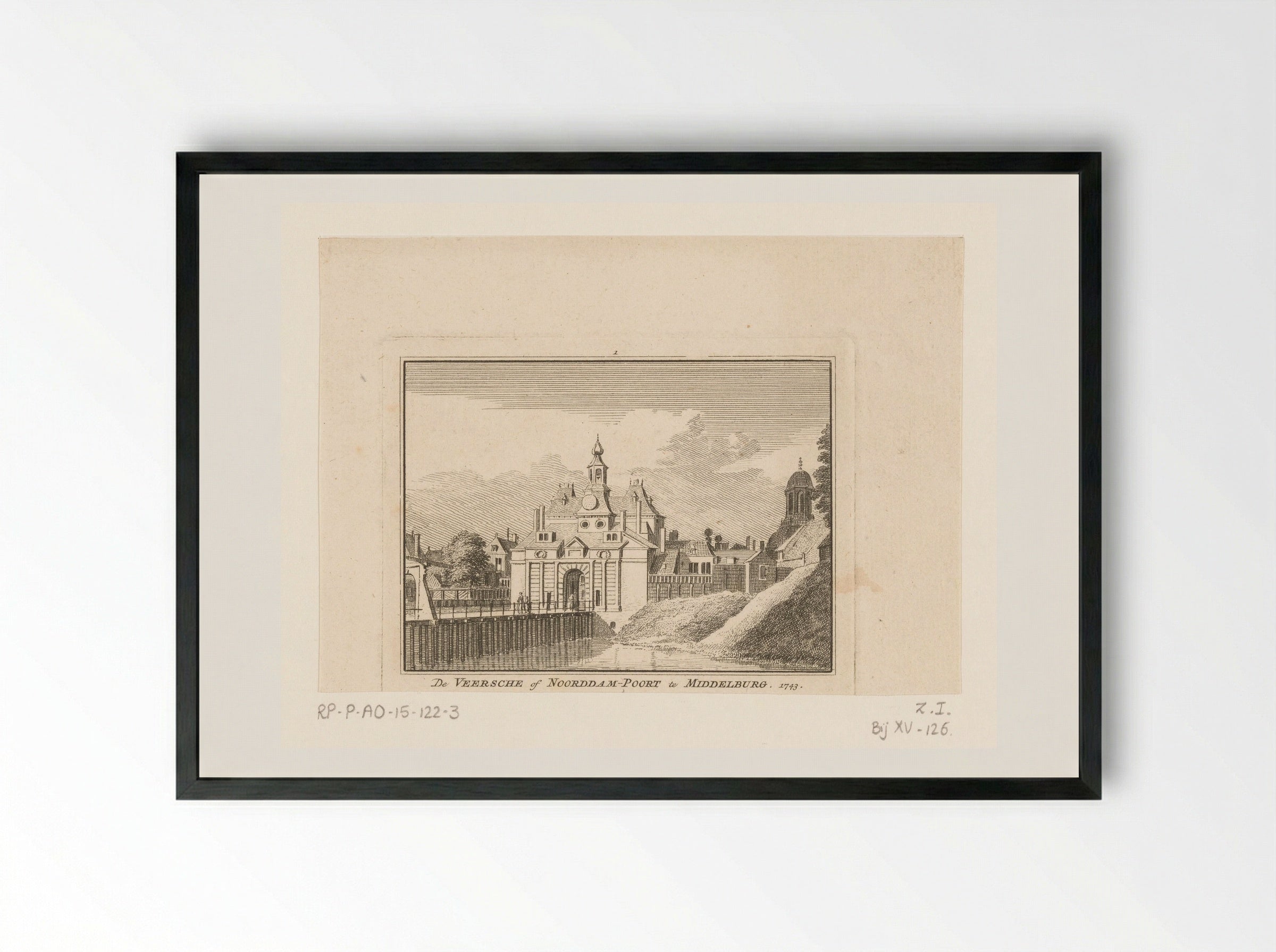 Gezicht op de Veersepoort te Middelburg - Hendrik Spilman - Framed Print Black