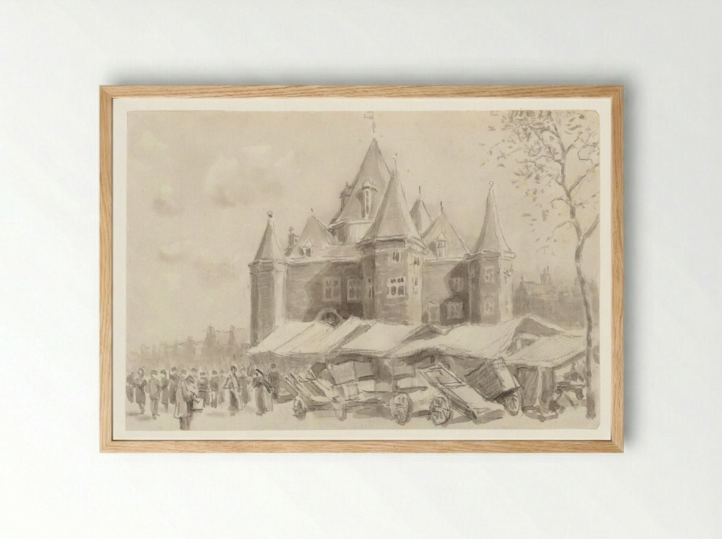 Gezicht op de Waag op de Nieuwmarkt - Anthonie van Teijn - Framed Print Wood