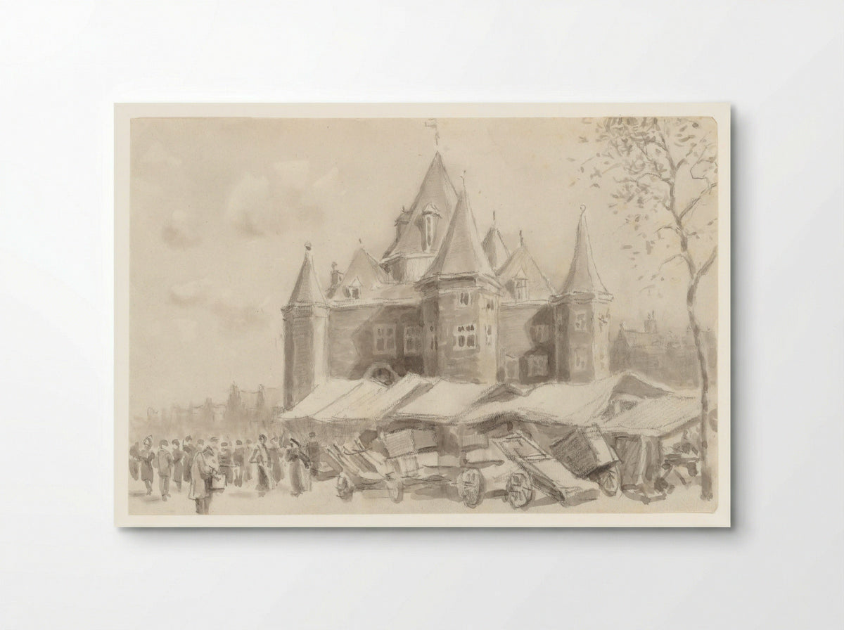 Gezicht op de Waag op de Nieuwmarkt - Anthonie van Teijn - Poster