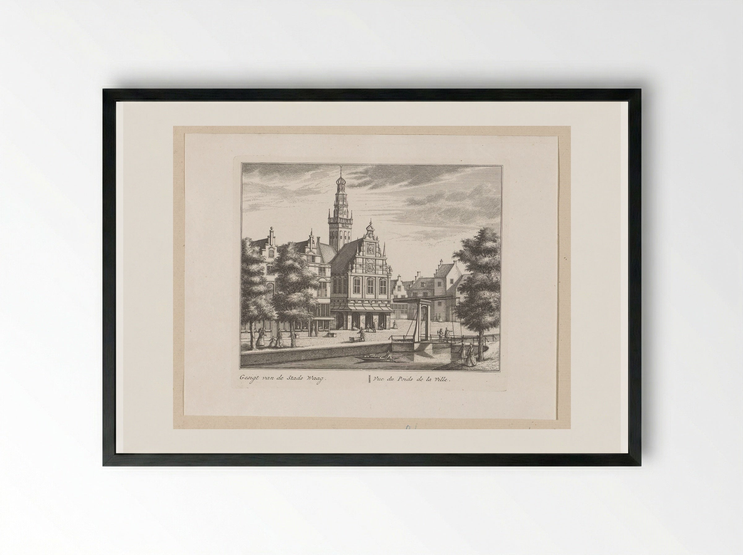 Gezicht op de Waag te Alkmaar - Leonard Schenk - Framed Print Black