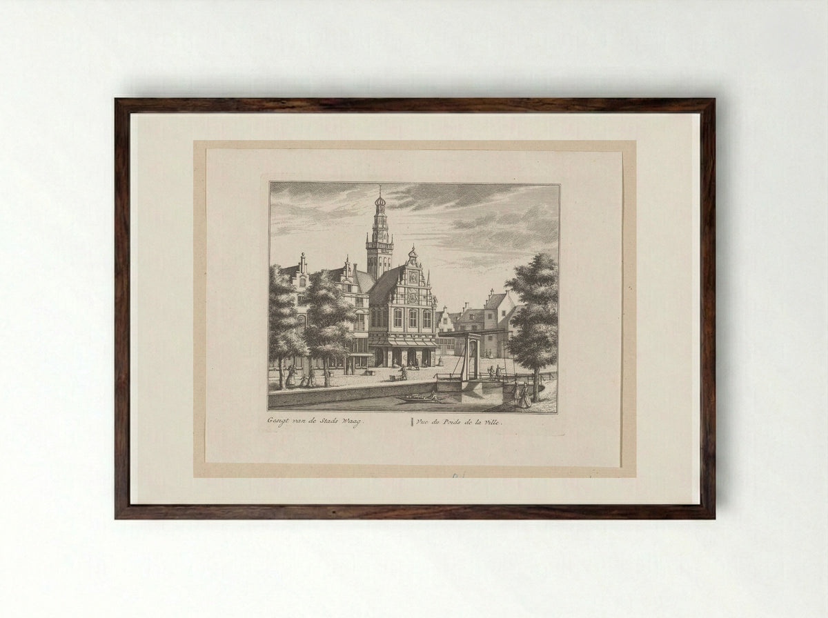 Gezicht op de Waag te Alkmaar - Leonard Schenk - Framed Print Dark Wood