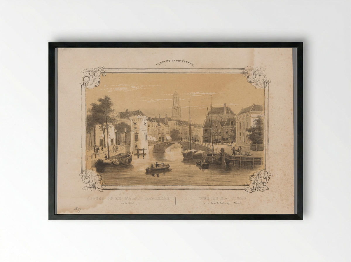 Gezicht op de Waard-Barrière te Utrecht - Weduwe Huygens - Framed Print Black
