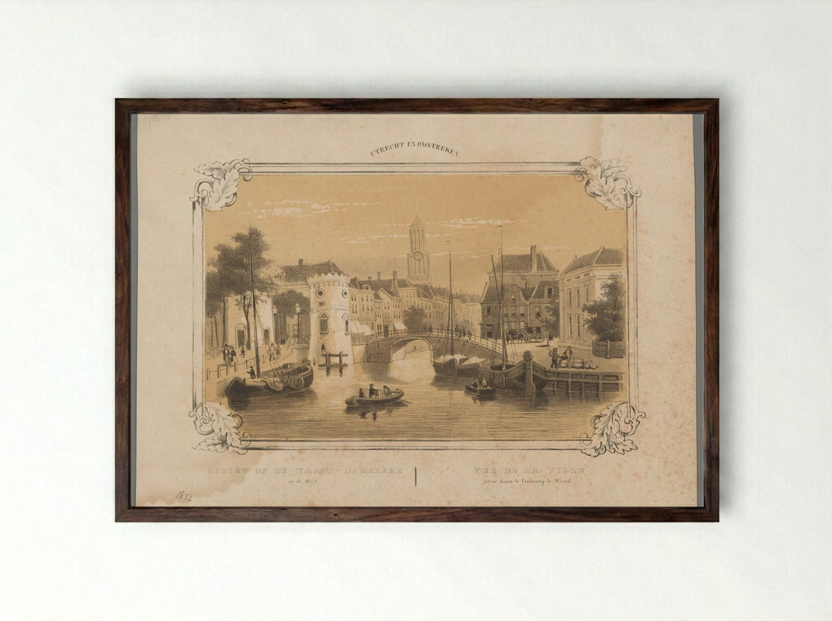 Gezicht op de Waard-Barrière te Utrecht - Weduwe Huygens - Framed Print Dark Wood