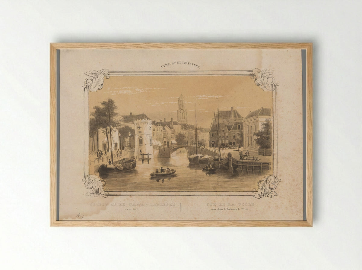 Gezicht op de Waard-Barrière te Utrecht - Weduwe Huygens - Framed Print Wood