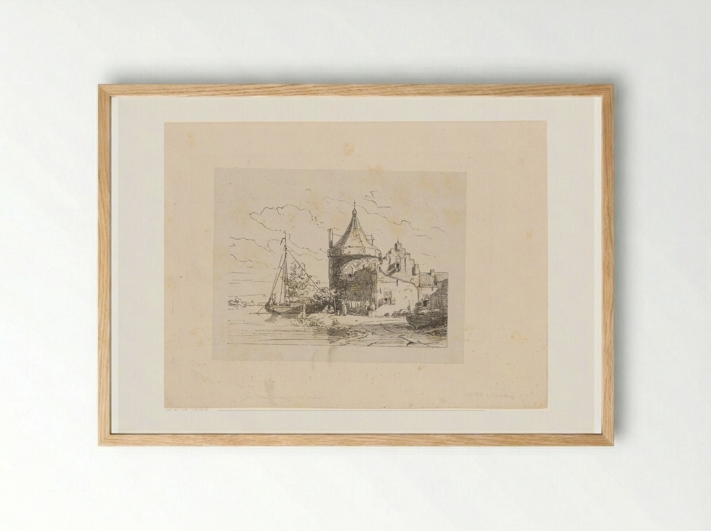 Gezicht op de Waltoren te Culemborg - Jan Weissenbruch - Framed Print Wood