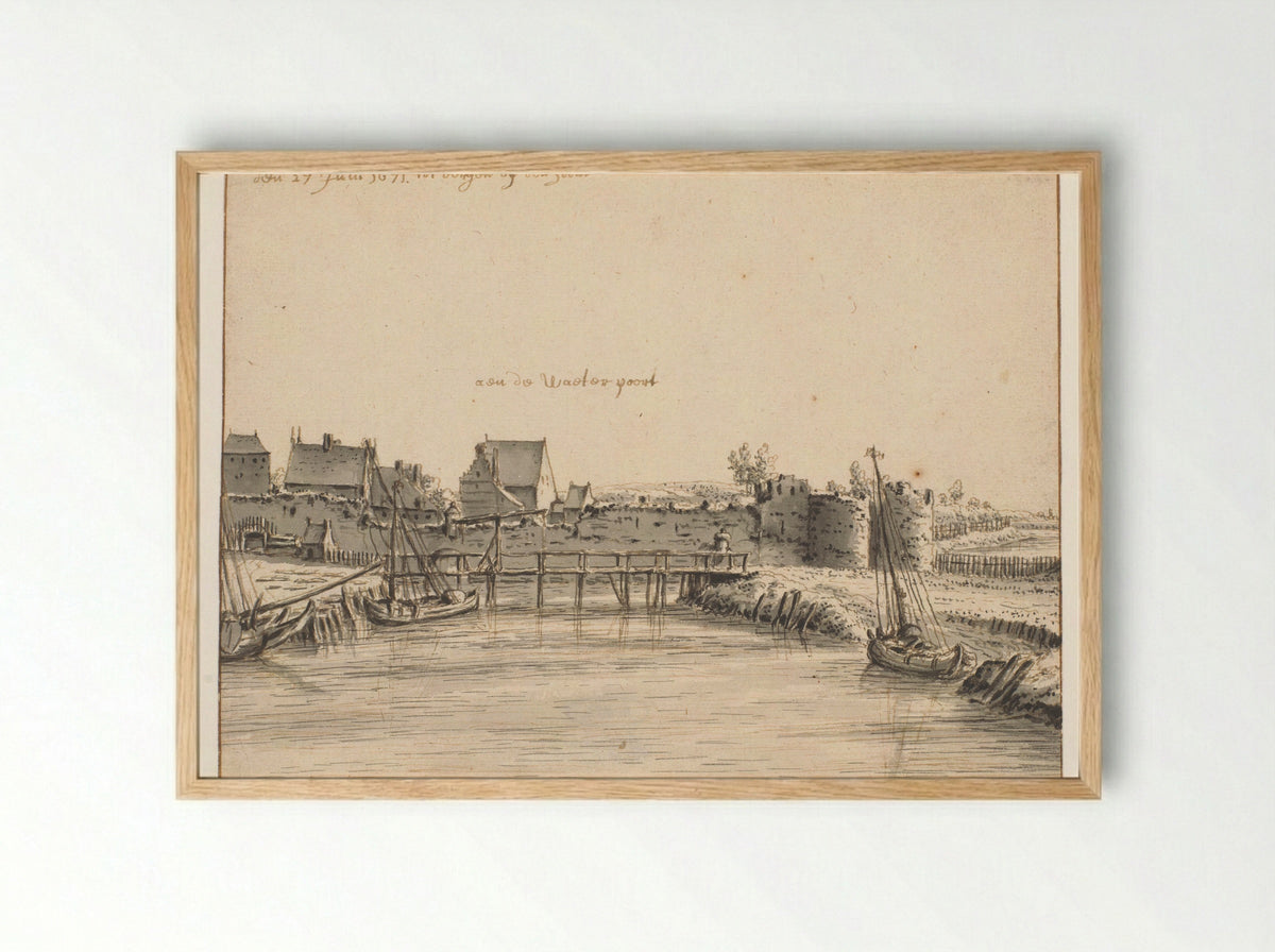 Gezicht op de Waterpoort, Bergen op Zoom - Barend Klotz - Framed Print Wood
