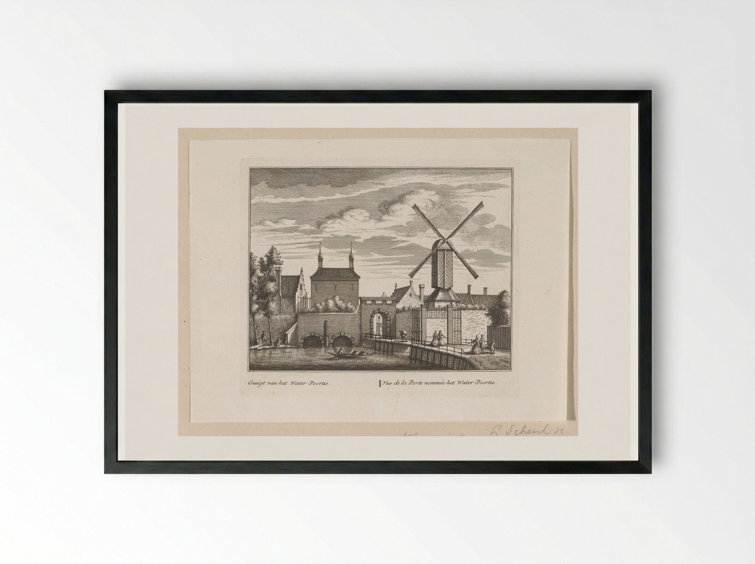 Gezicht op de Waterpoort te Alkmaar - Leonard Schenk - Framed Print Black
