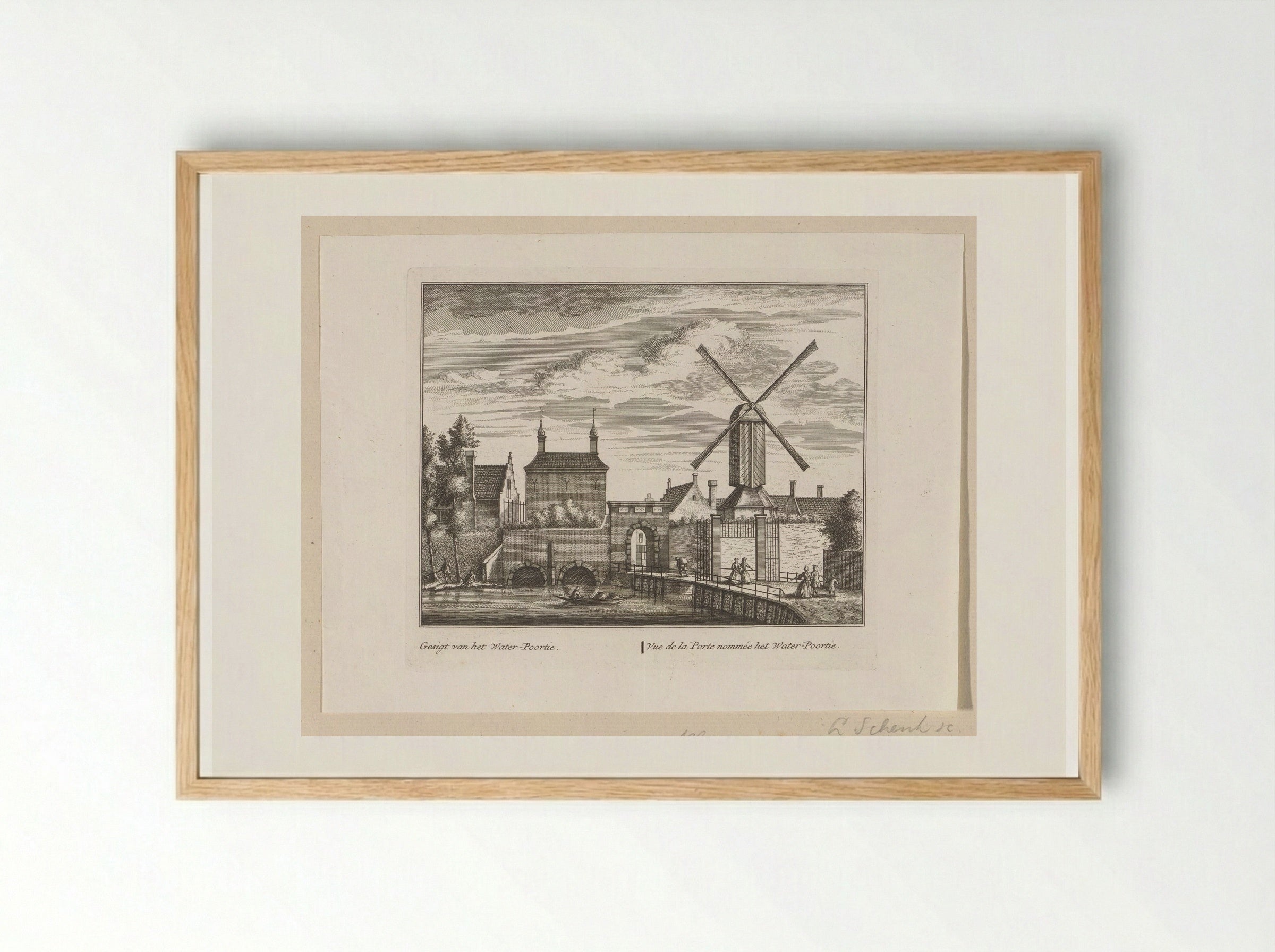 Gezicht op de Waterpoort te Alkmaar - Leonard Schenk - Framed Print Wood